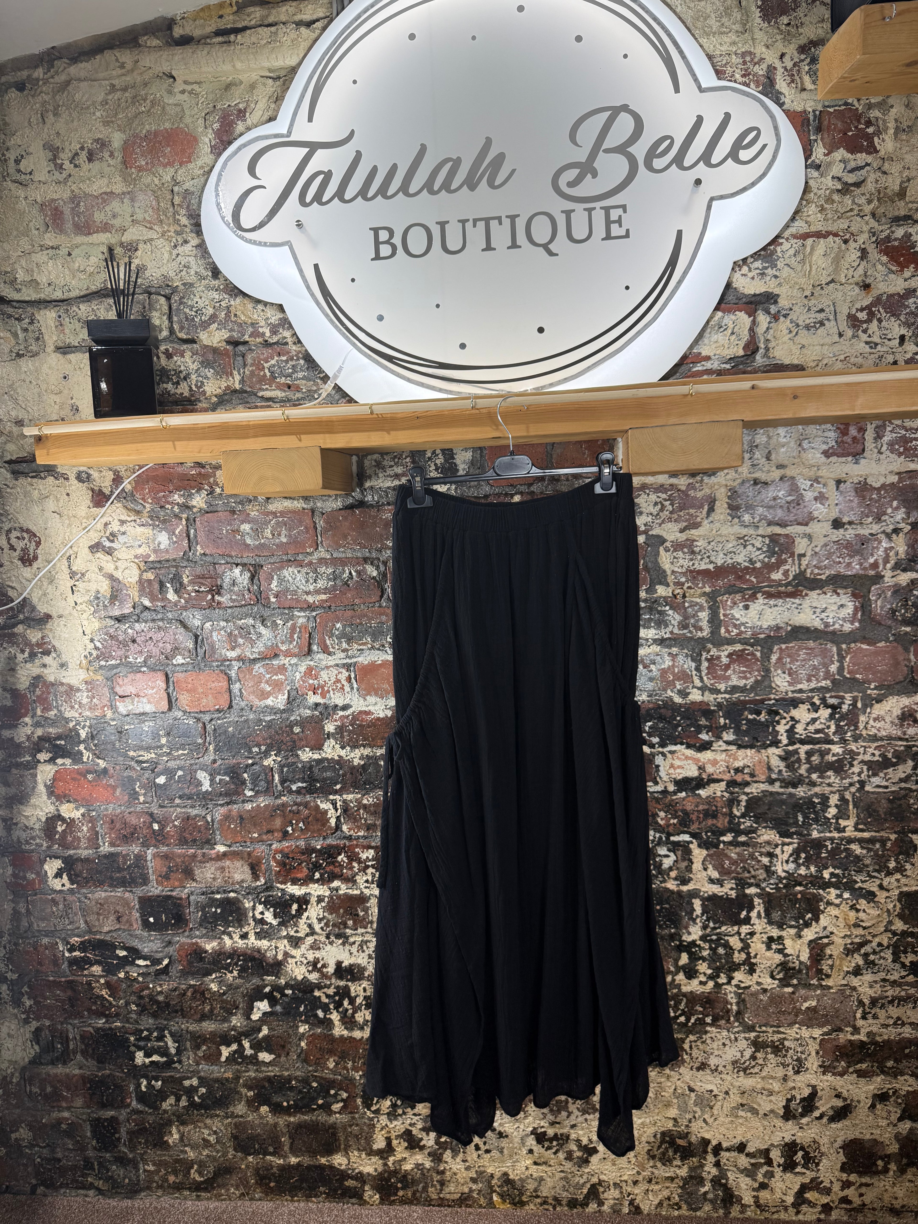 Pure cotton tie side detail skirt