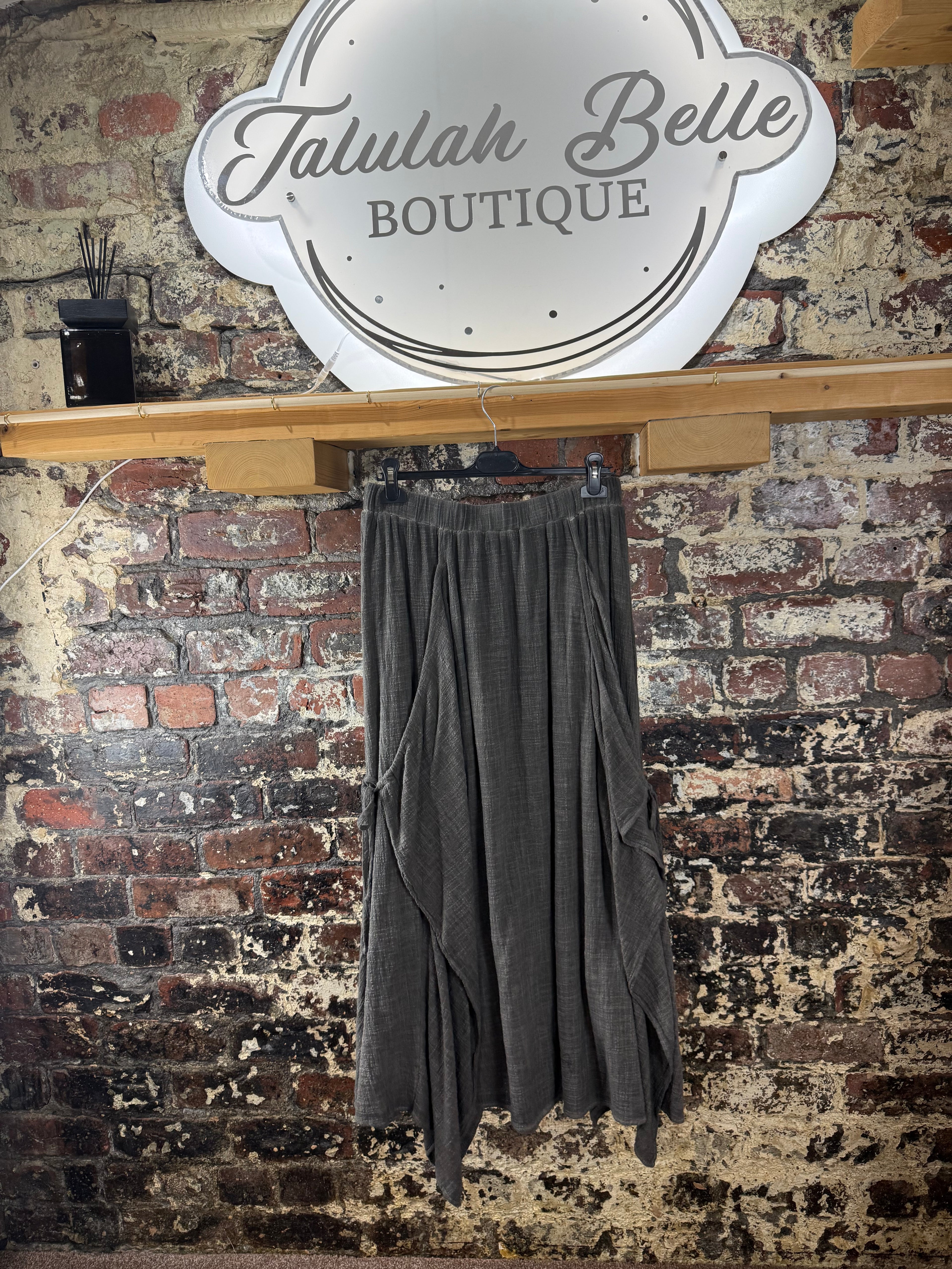 Pure cotton tie side detail skirt