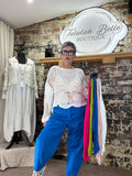 100% cotton “ladder” crochet knit