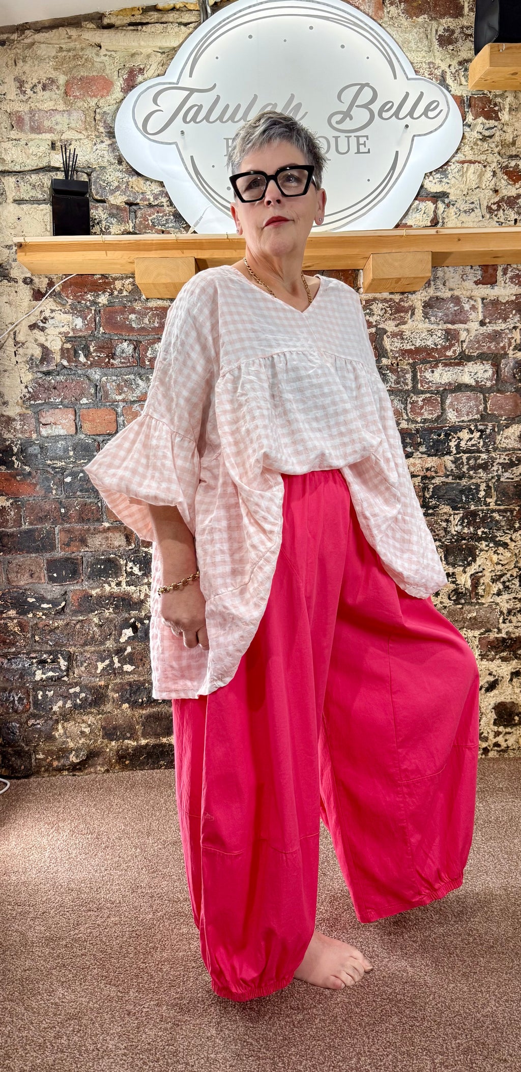 Gingham artist smock