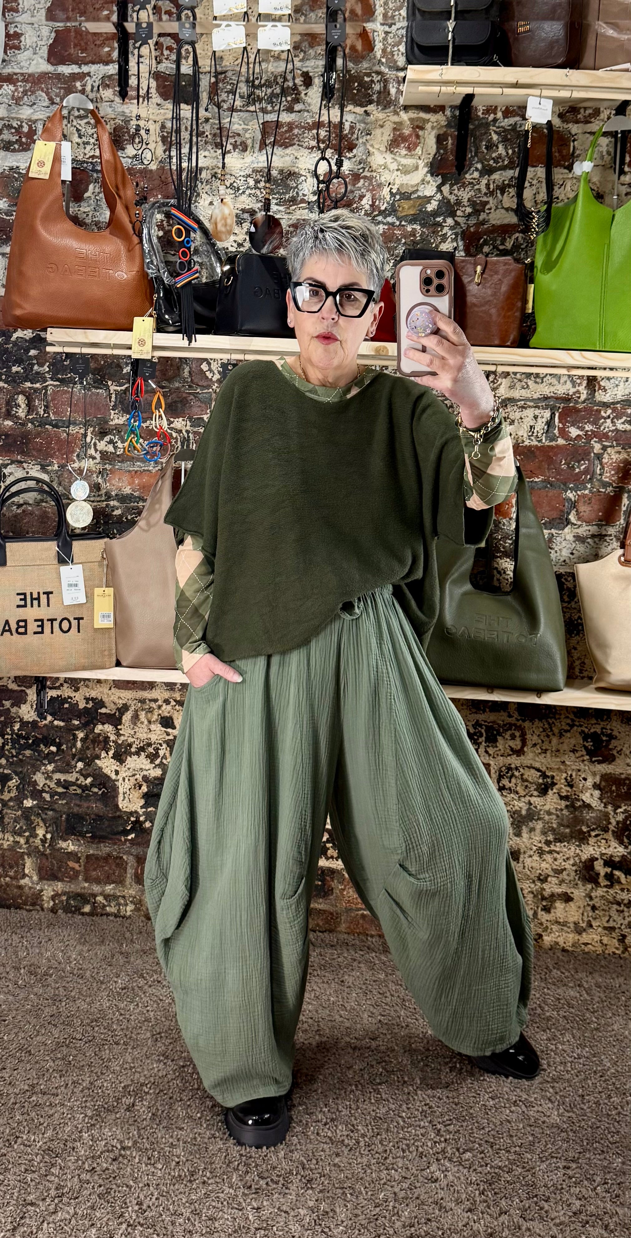 Pillow cotton cocoon trousers