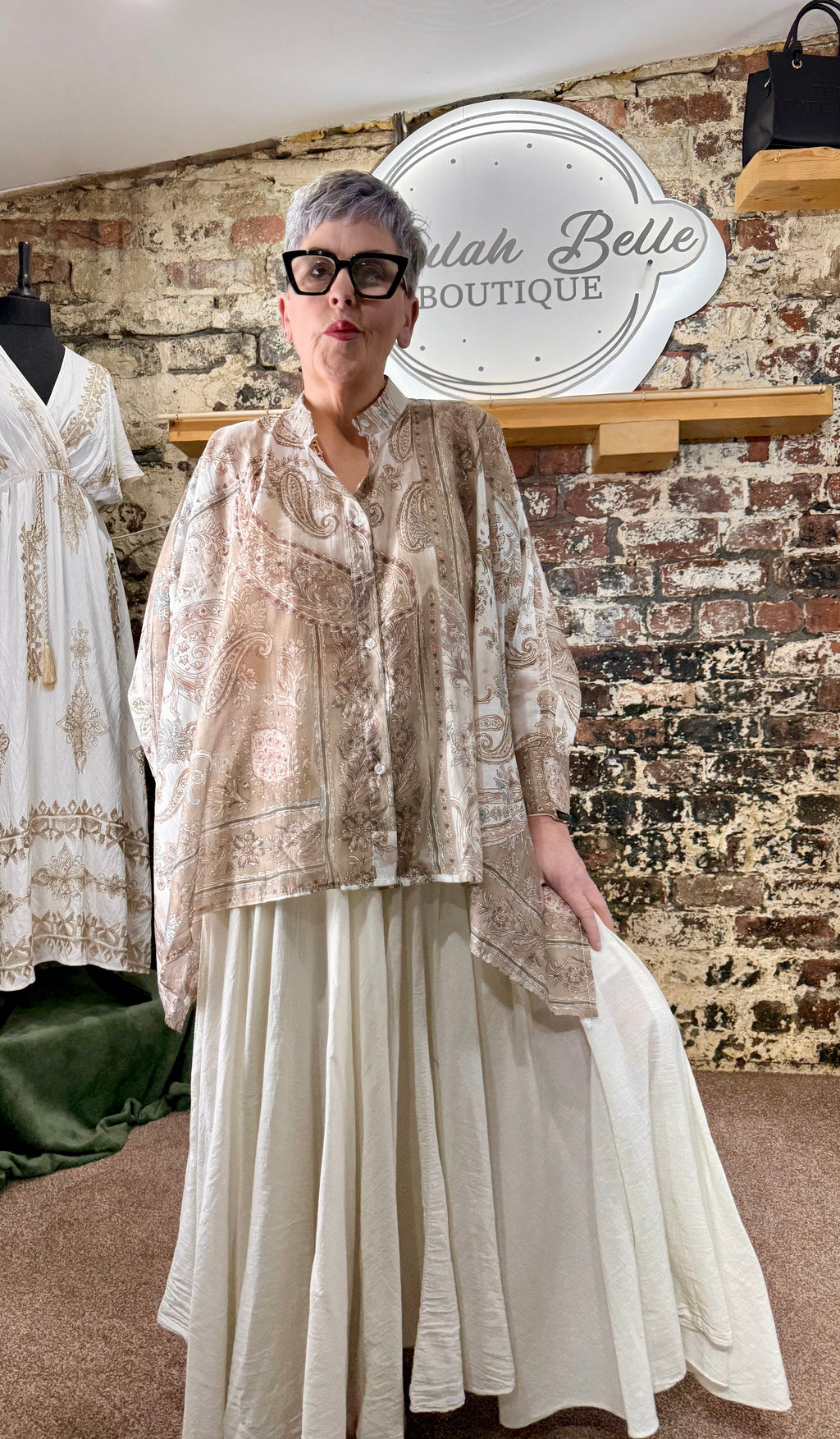Oversized draped organza shirt