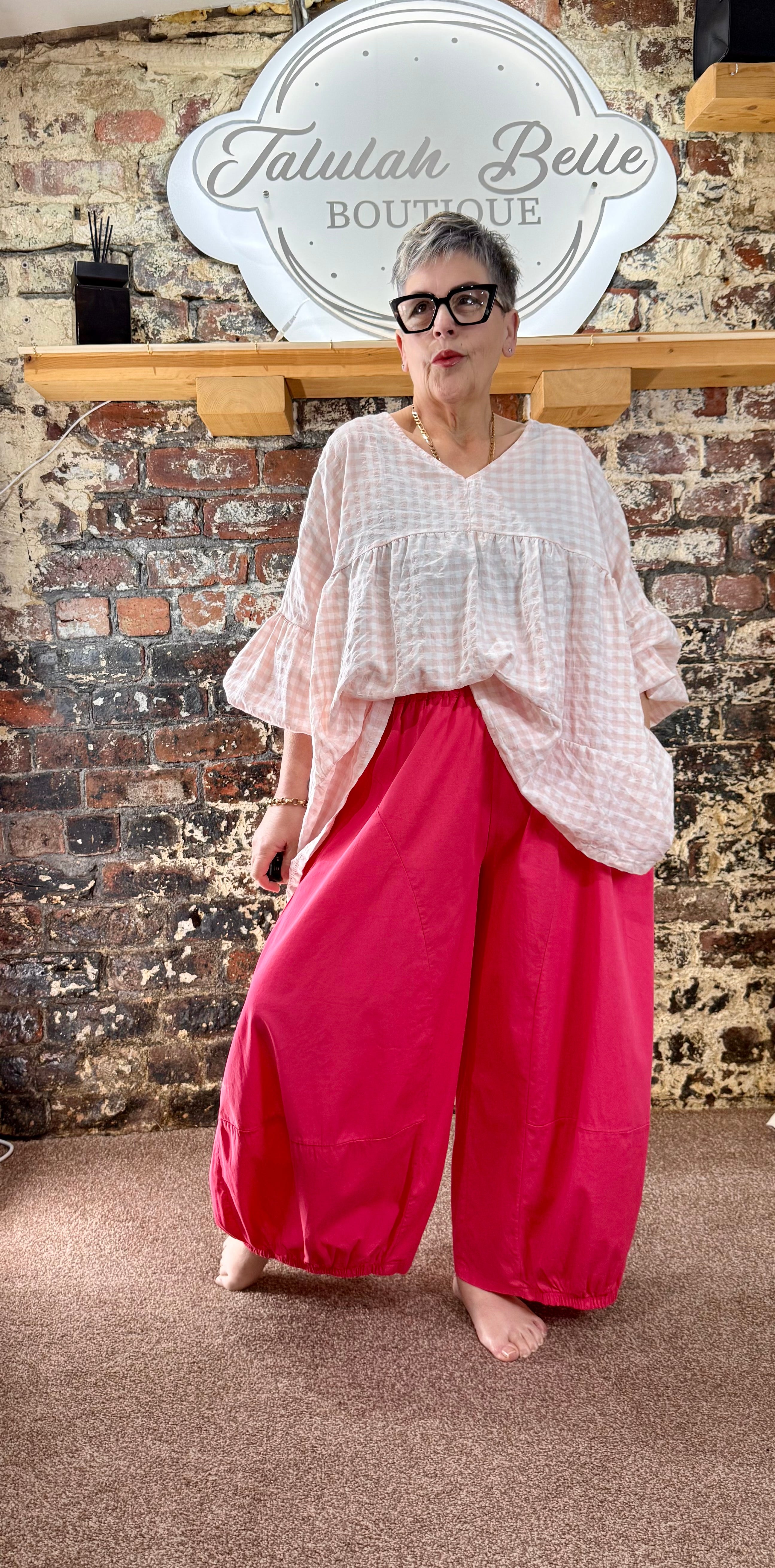 Gingham artist smock