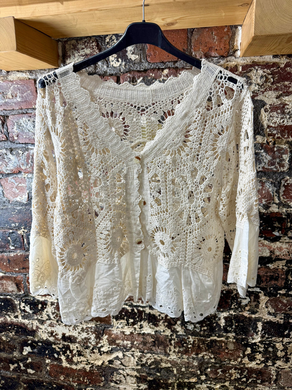 Crochet & broderie anglaise cardigan