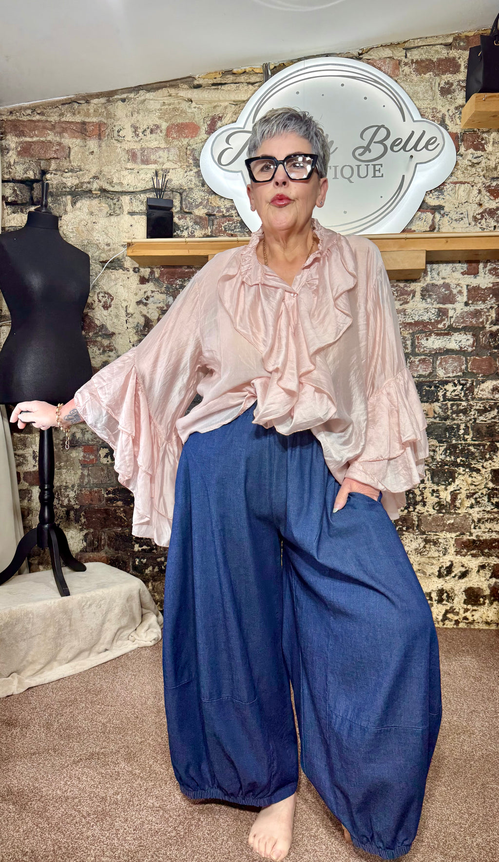 Frill & flounce sleeve blouse