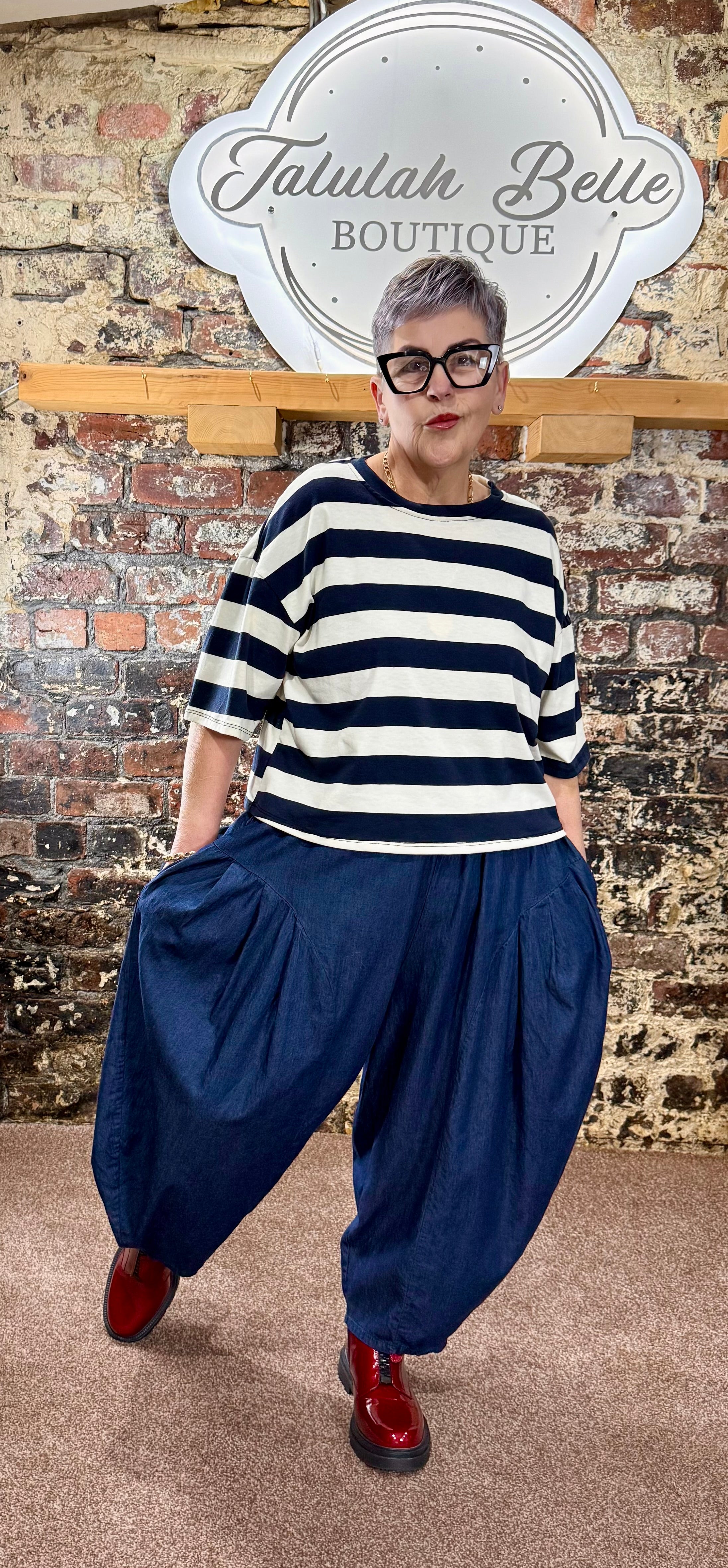 Vibrant striped boxy cotton top