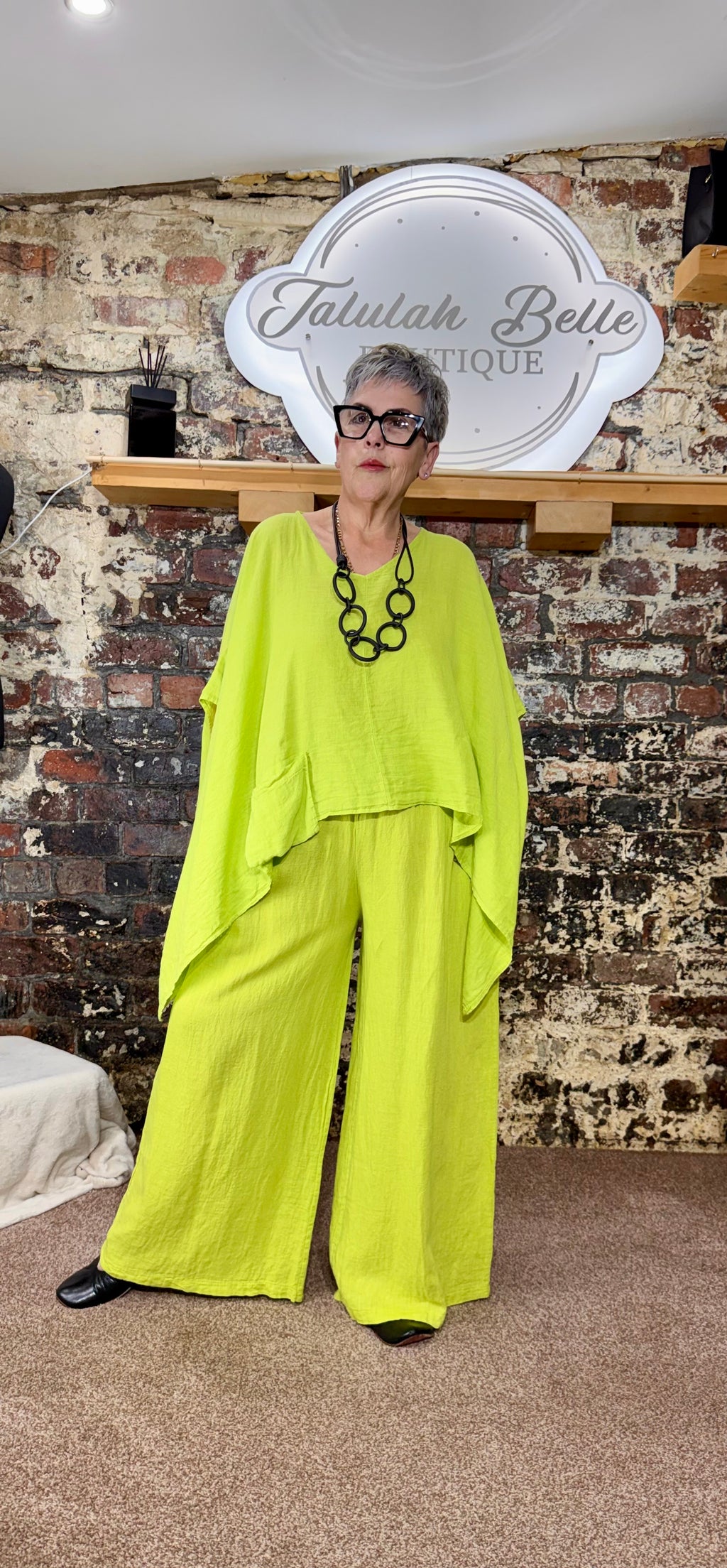 100% linen co-ord in lime