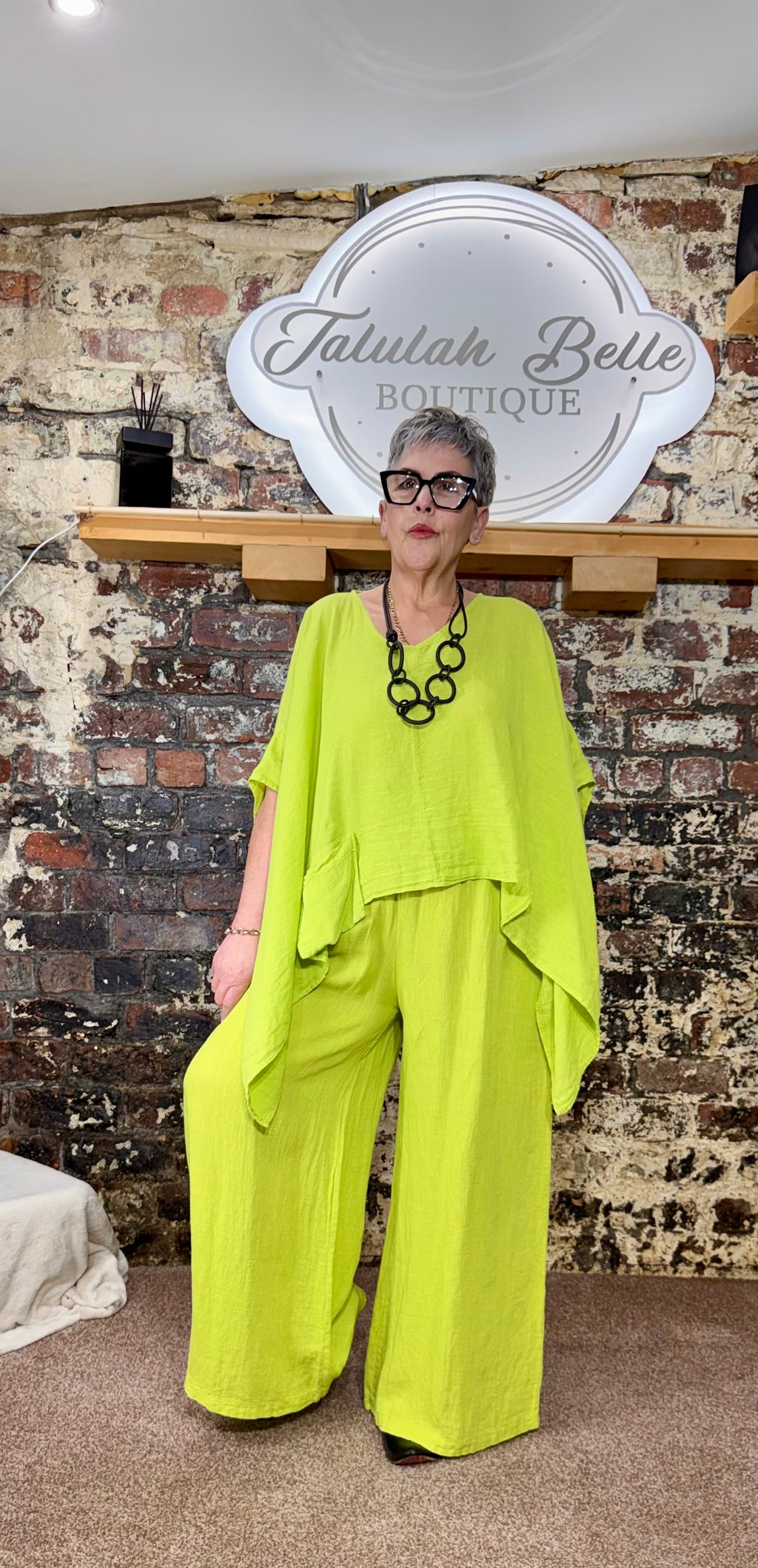 100% linen co-ord in lime
