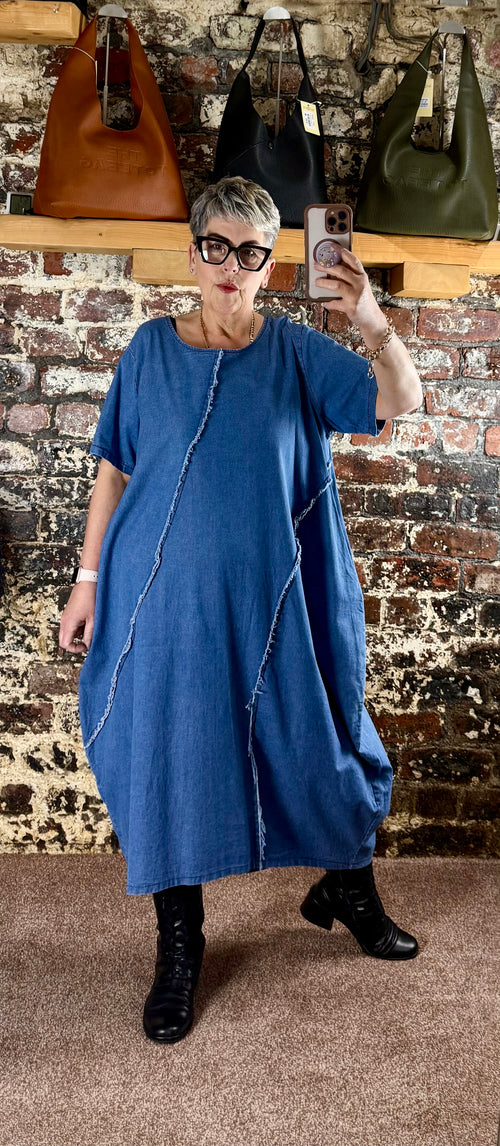Chambray denim cocoon dress