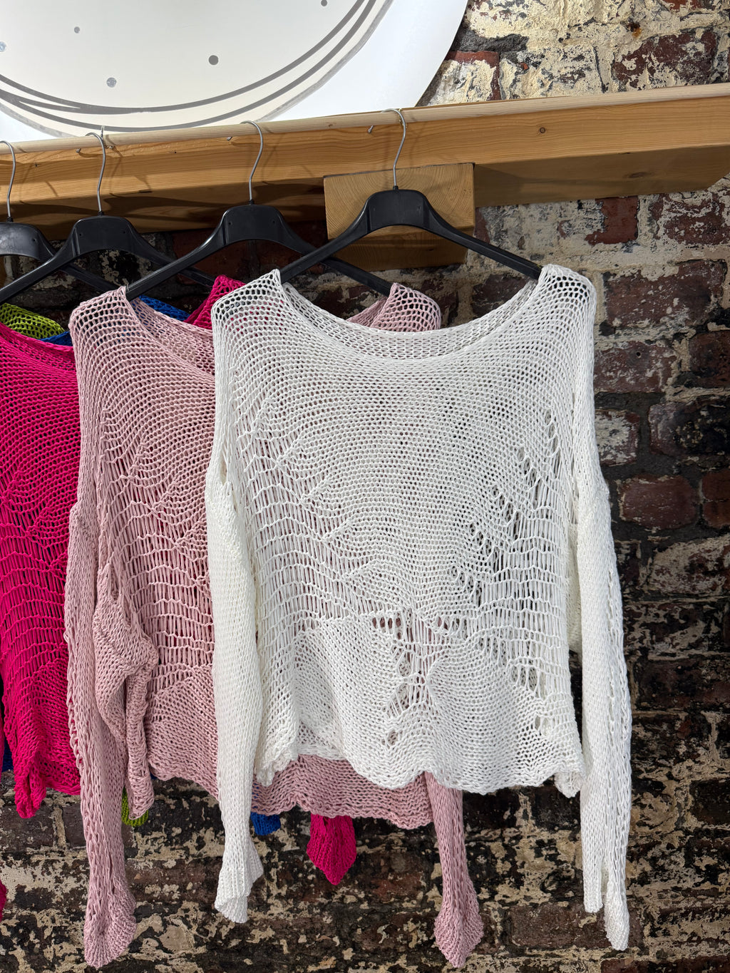 100% cotton “ladder” crochet knit