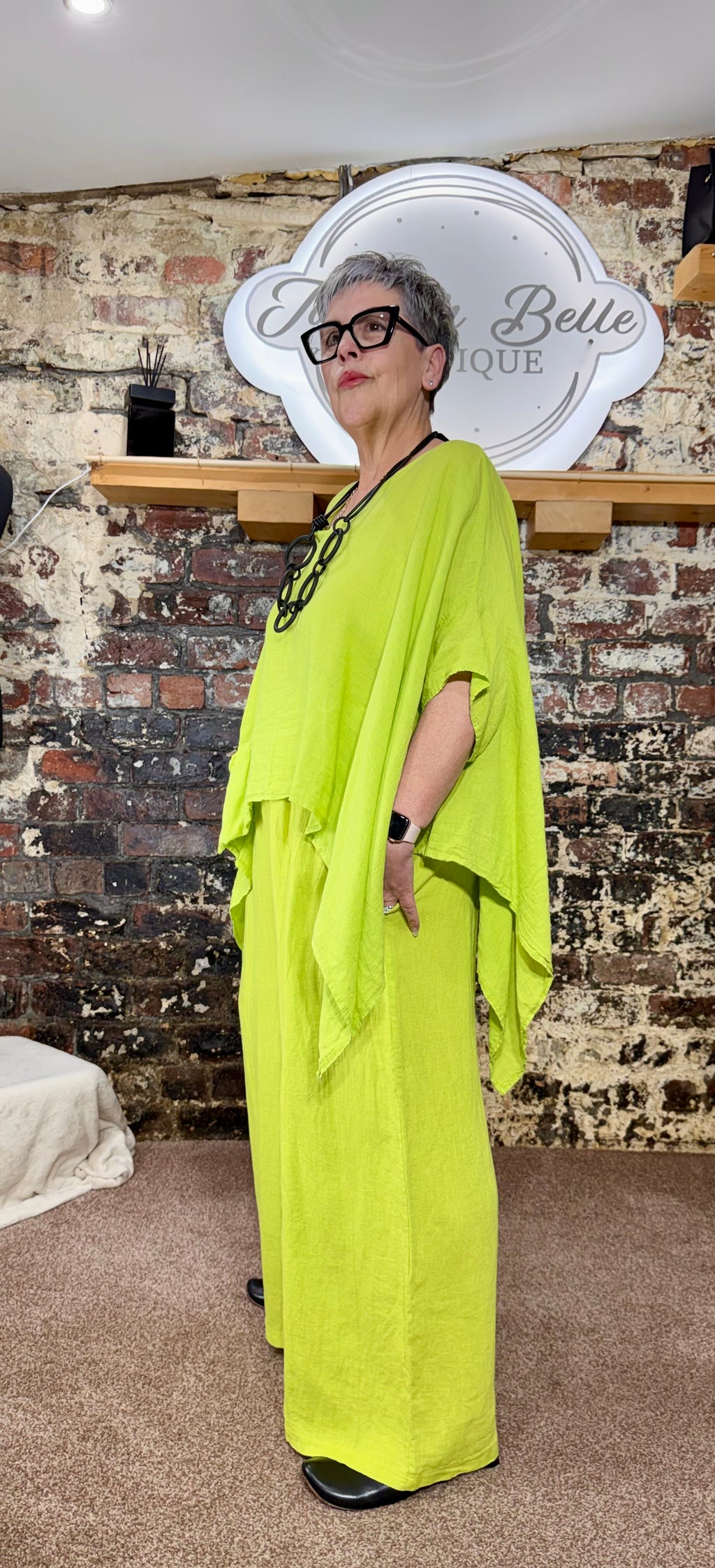 100% linen co-ord in lime