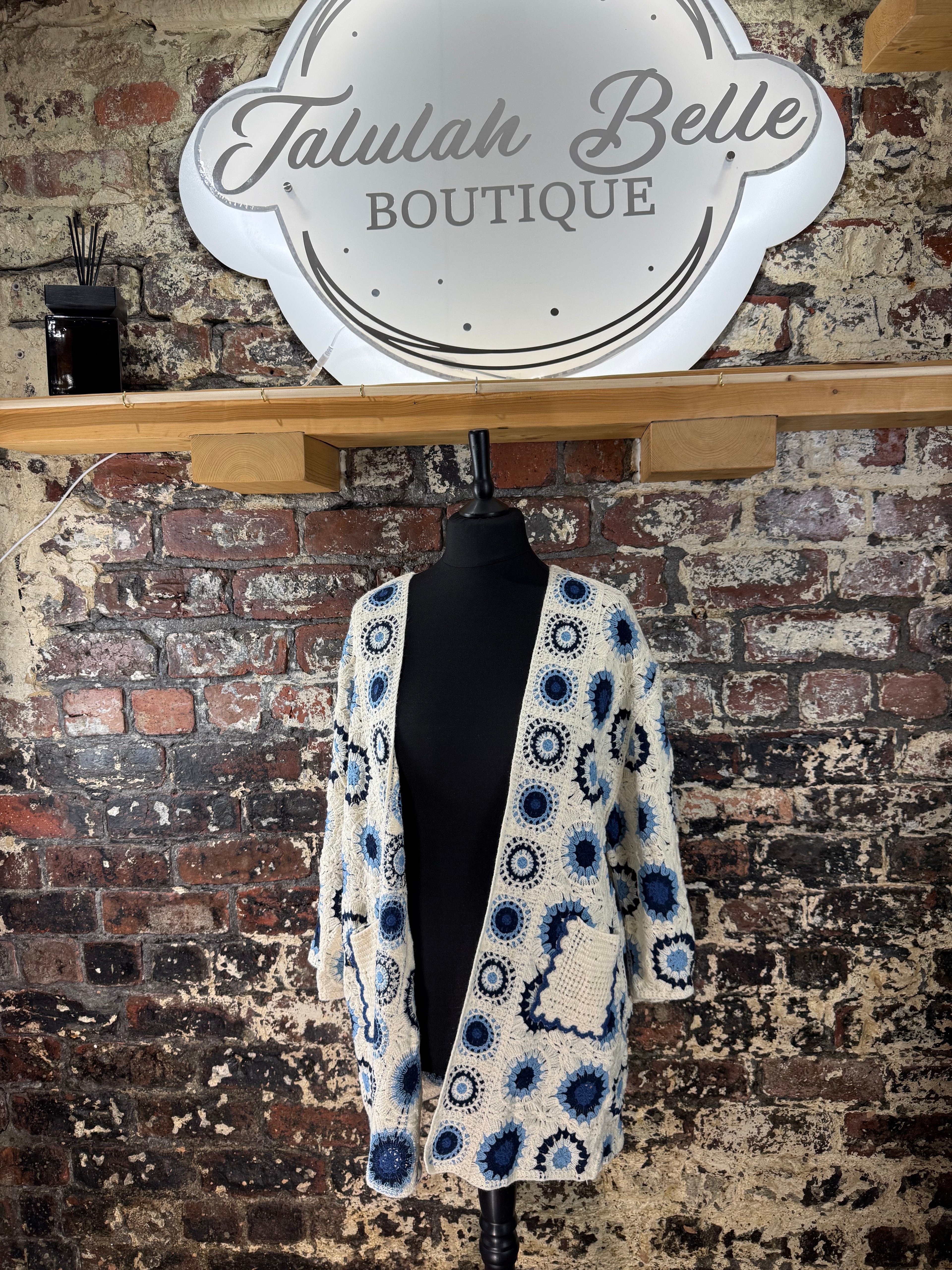 Crochet edge to edge oversized plus size cardigan