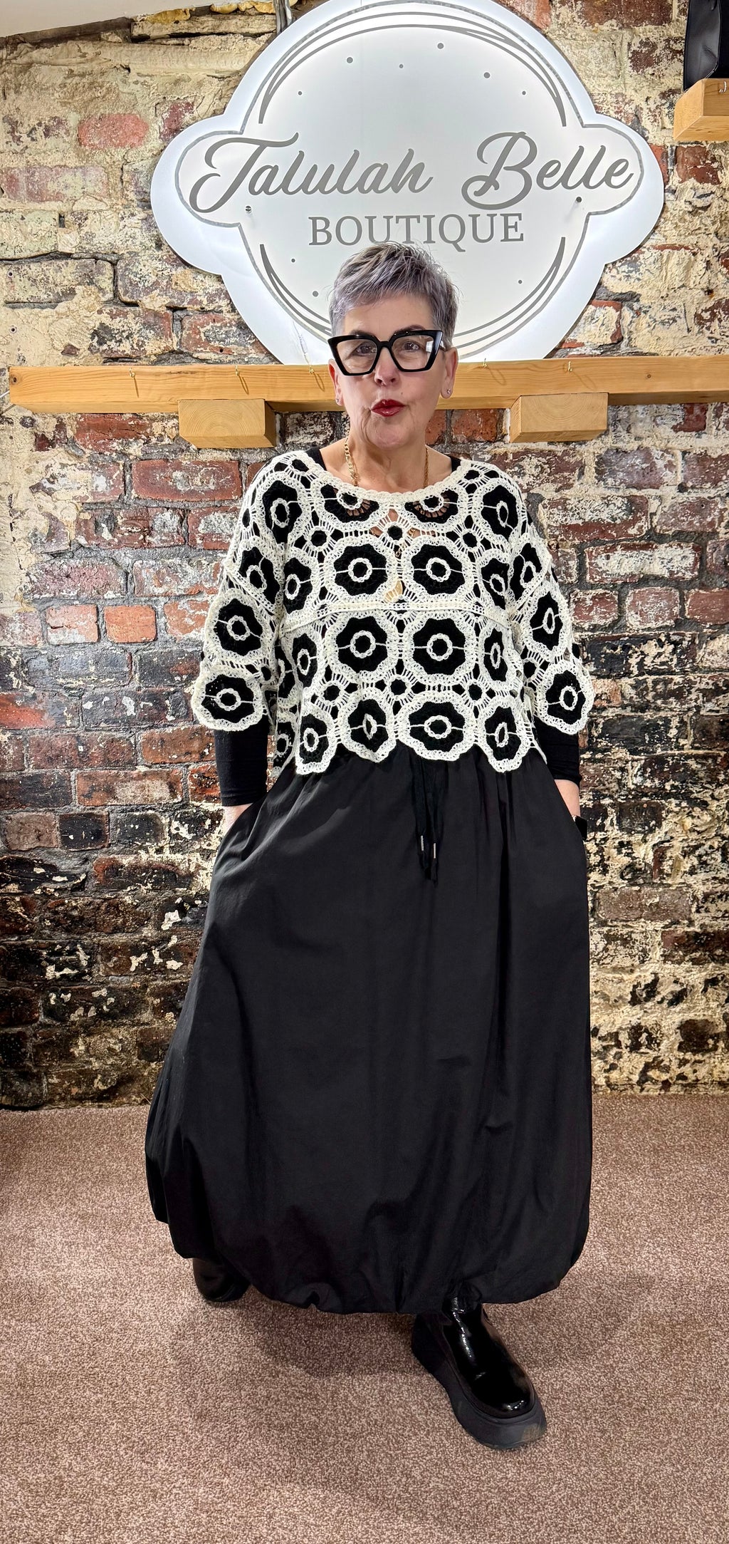 Poplin cotton bubble hem skirt