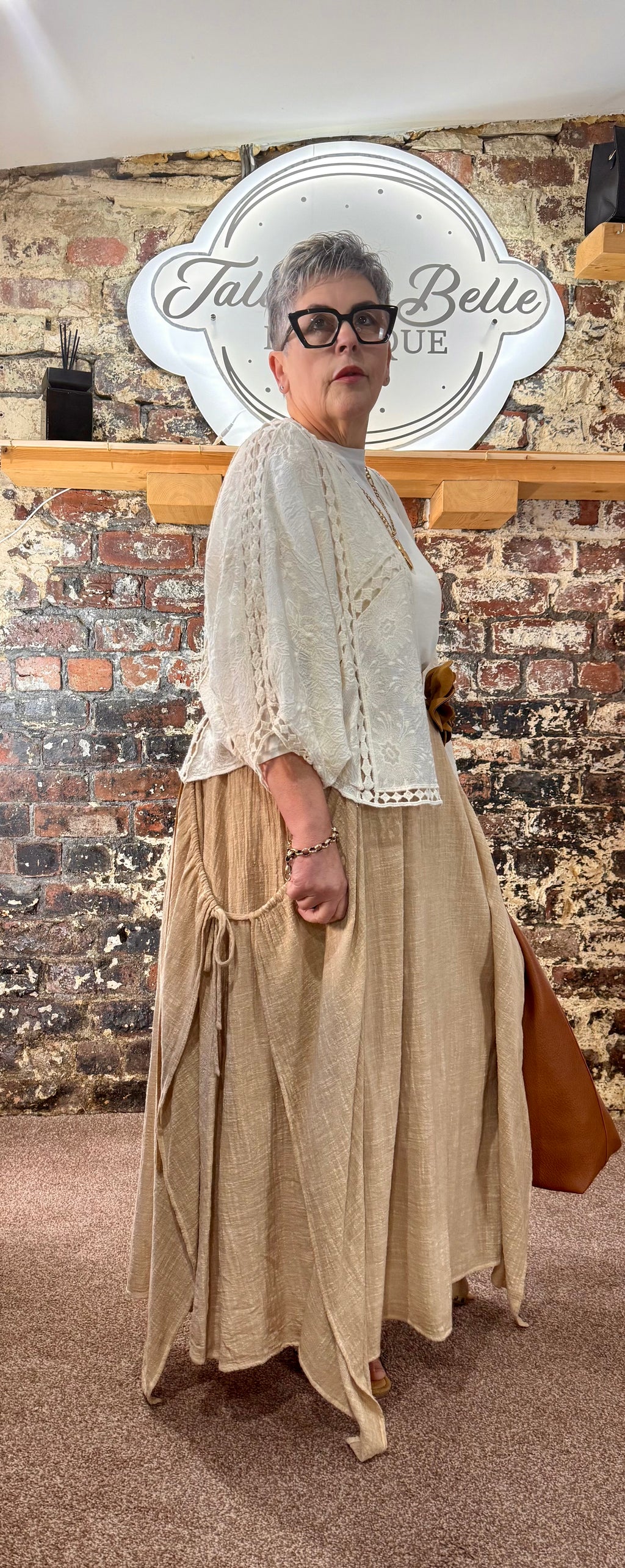 Pure cotton tie side detail skirt