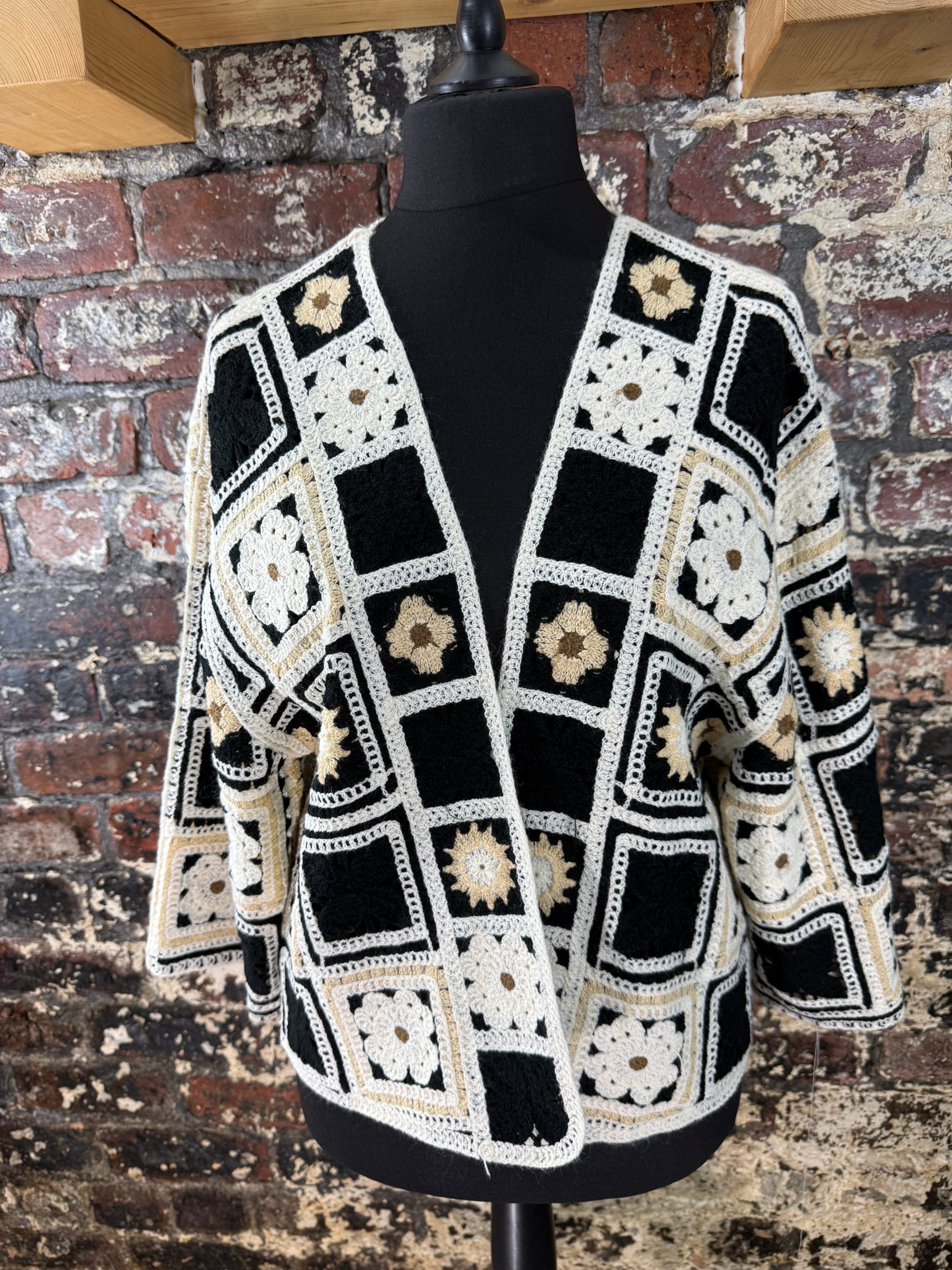 Crochet edge to edge oversized plus size cardigan