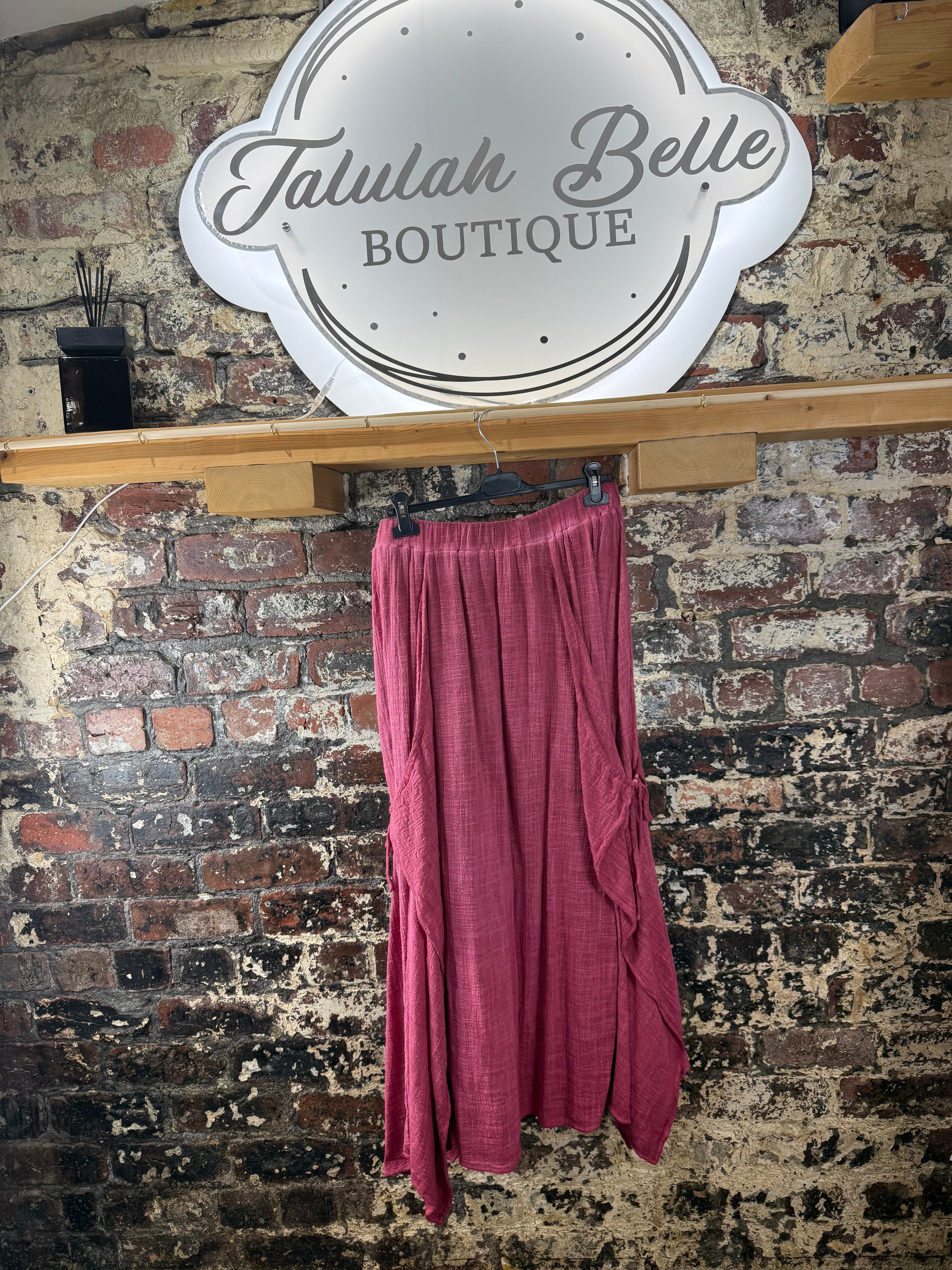 Pure cotton tie side detail skirt