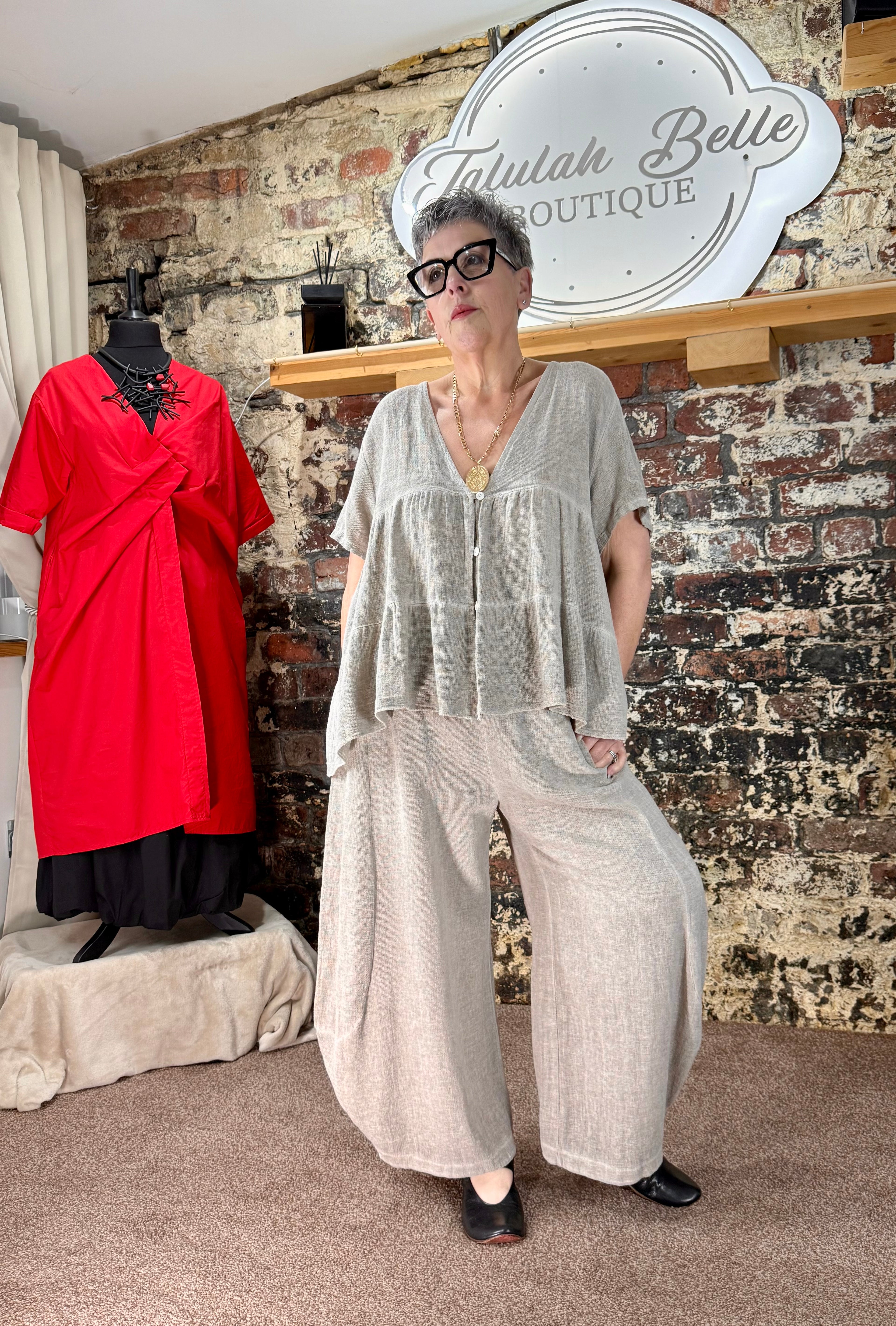 Linen & cotton mix tiered top