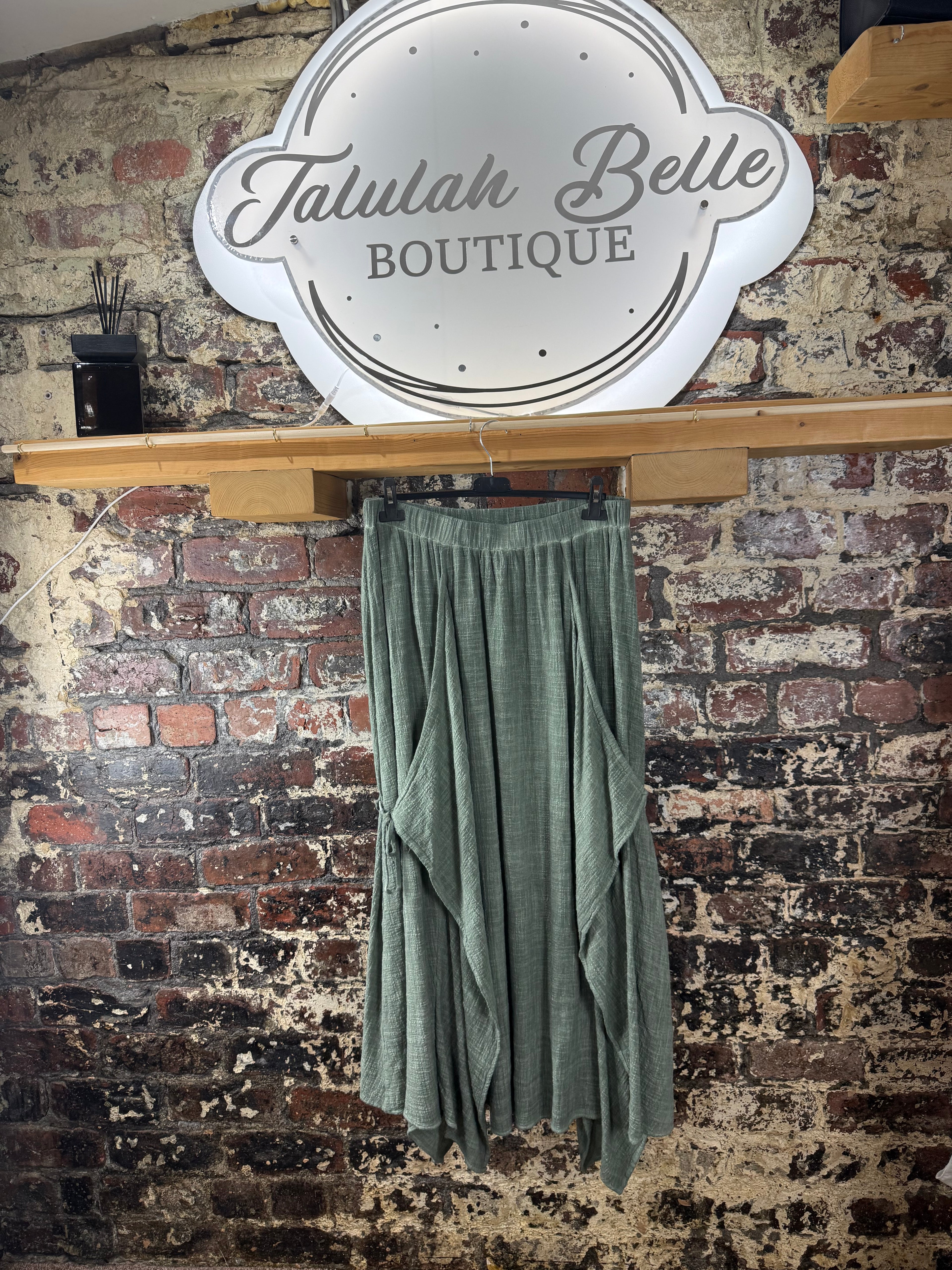 Pure cotton tie side detail skirt