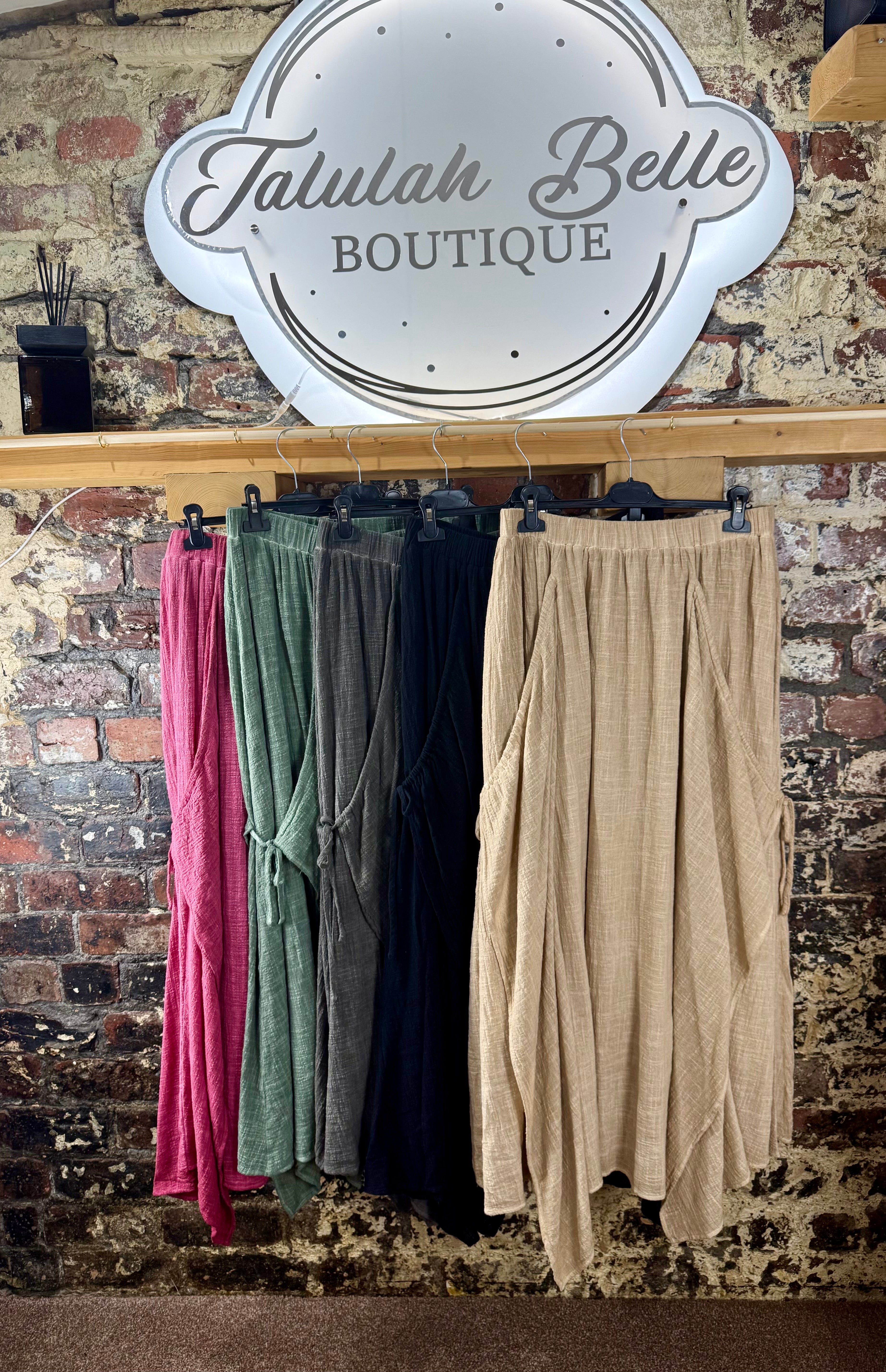 Pure cotton tie side detail skirt