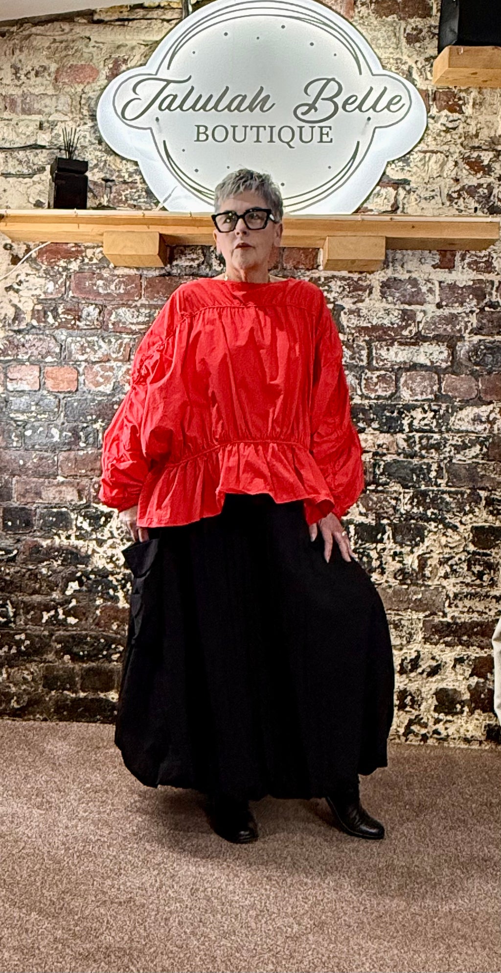 Blouson cotton batwing top