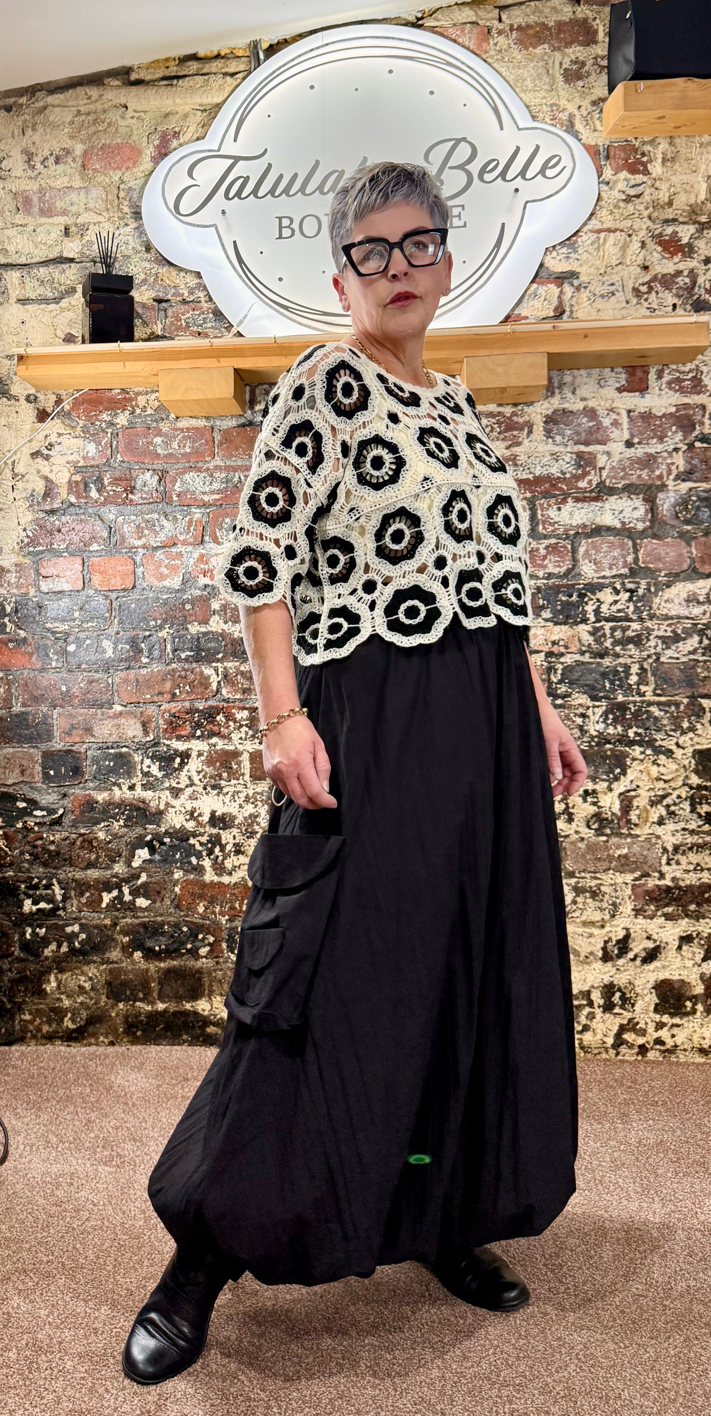 Premium bubble hem skirt with oversized utility pocket