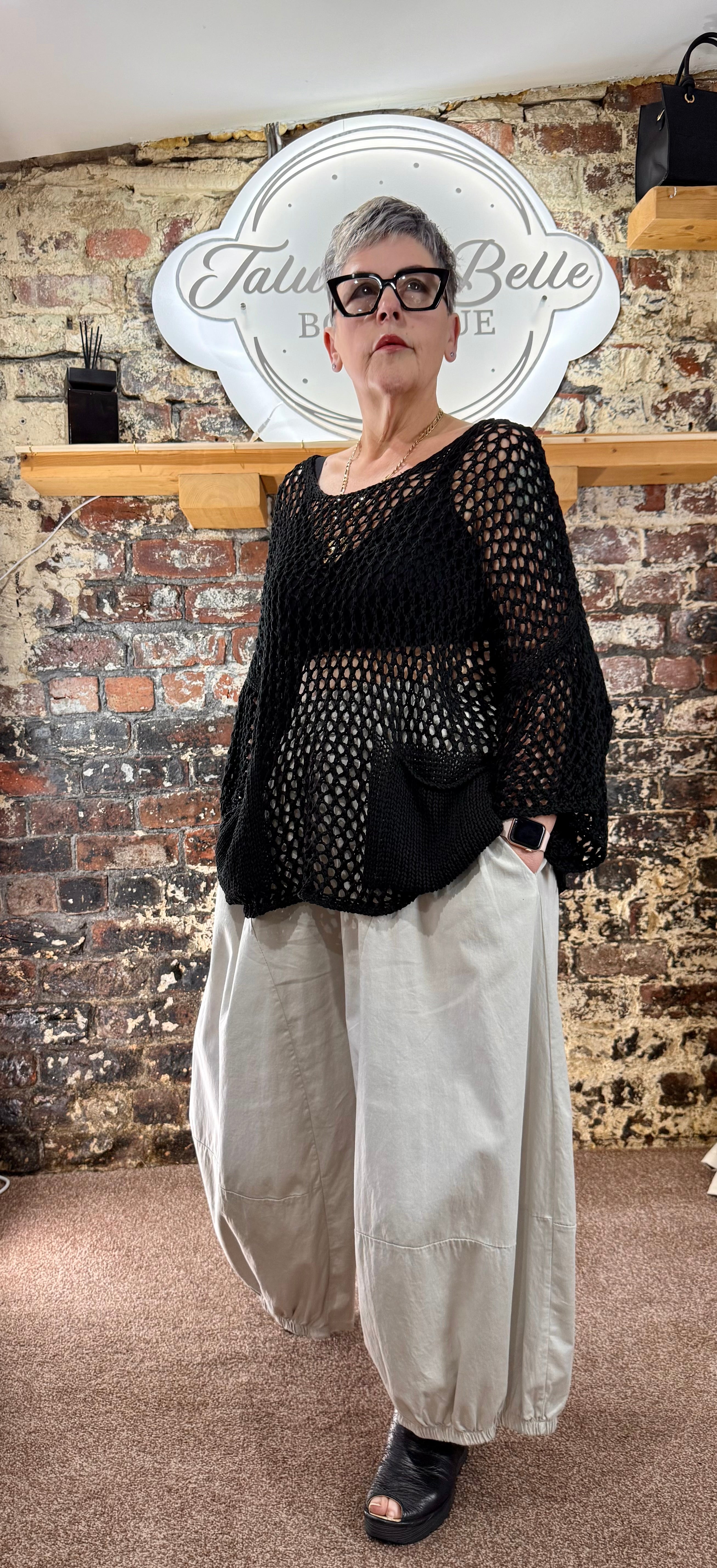 Oversized fisherman’s crochet knit