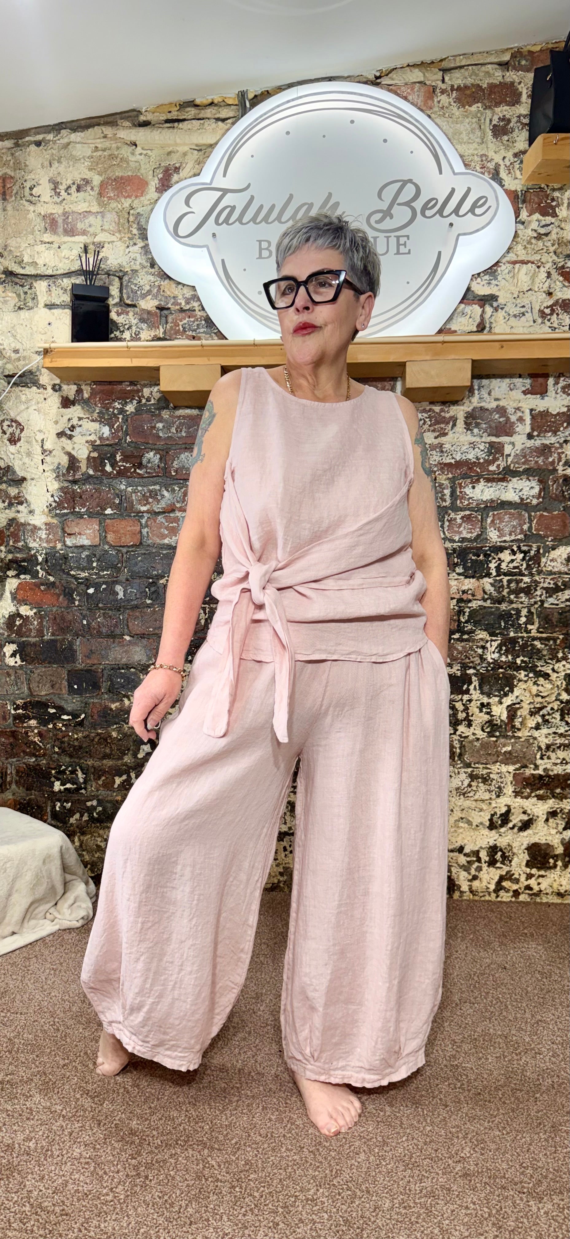 Premium brand 100% linen balloon leg trousers