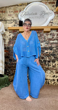 Linen & cotton mix barrel leg trousers