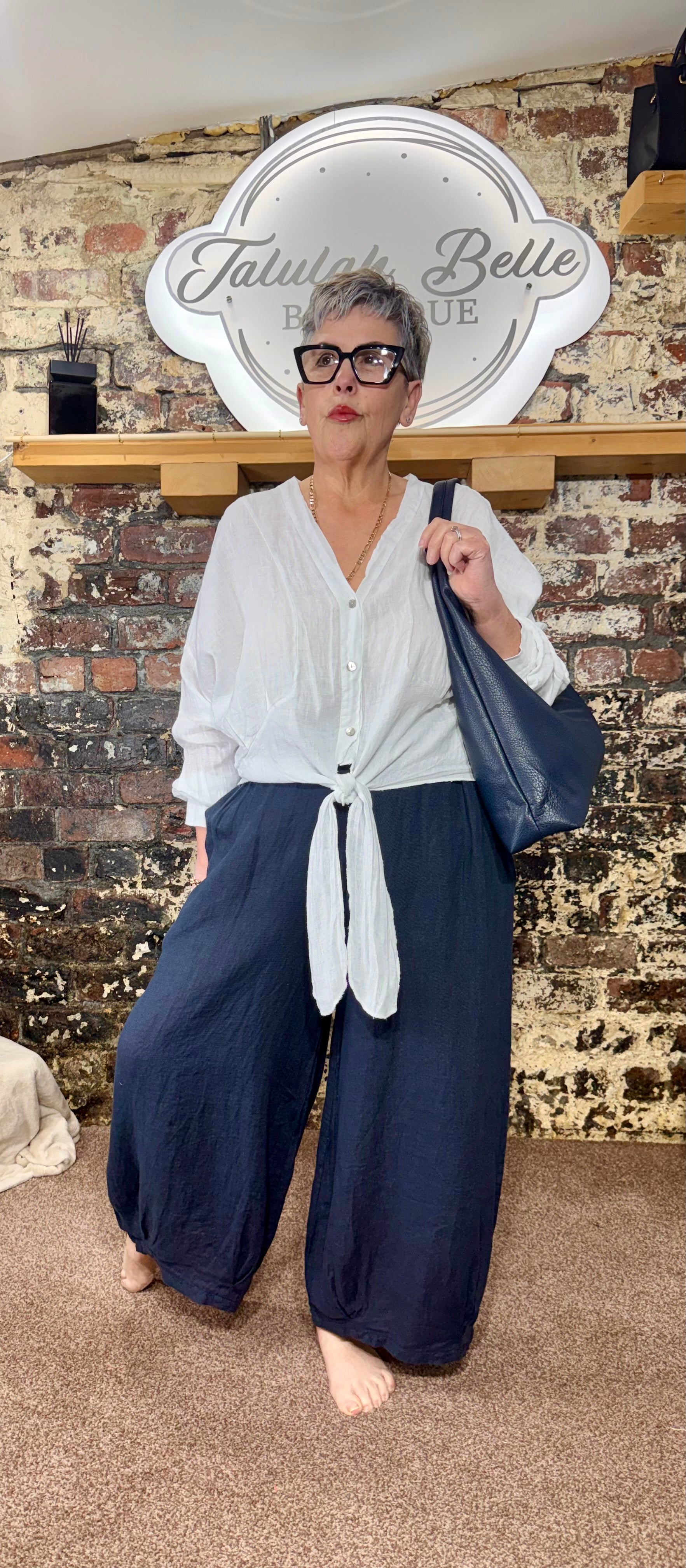 Premium brand 100% linen balloon leg trousers