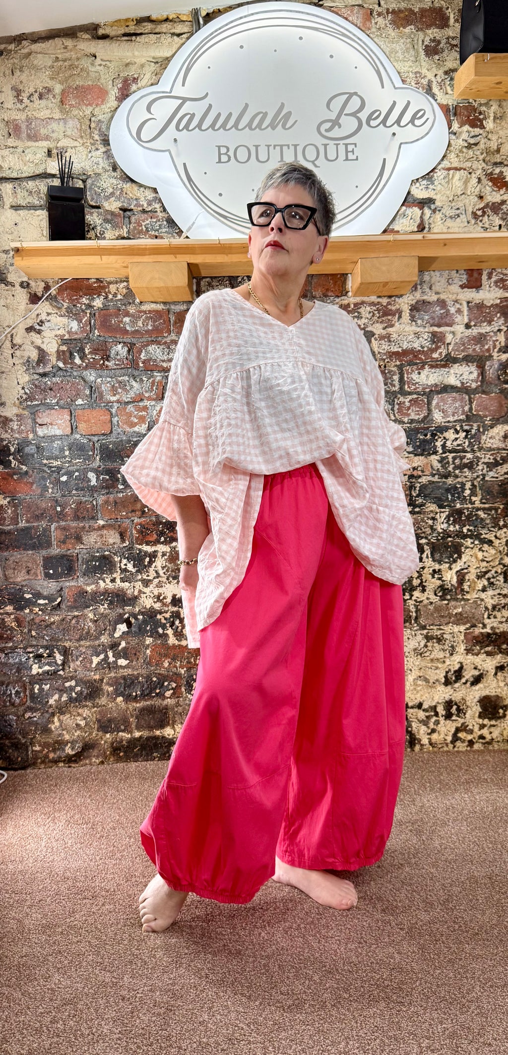 Gingham artist smock