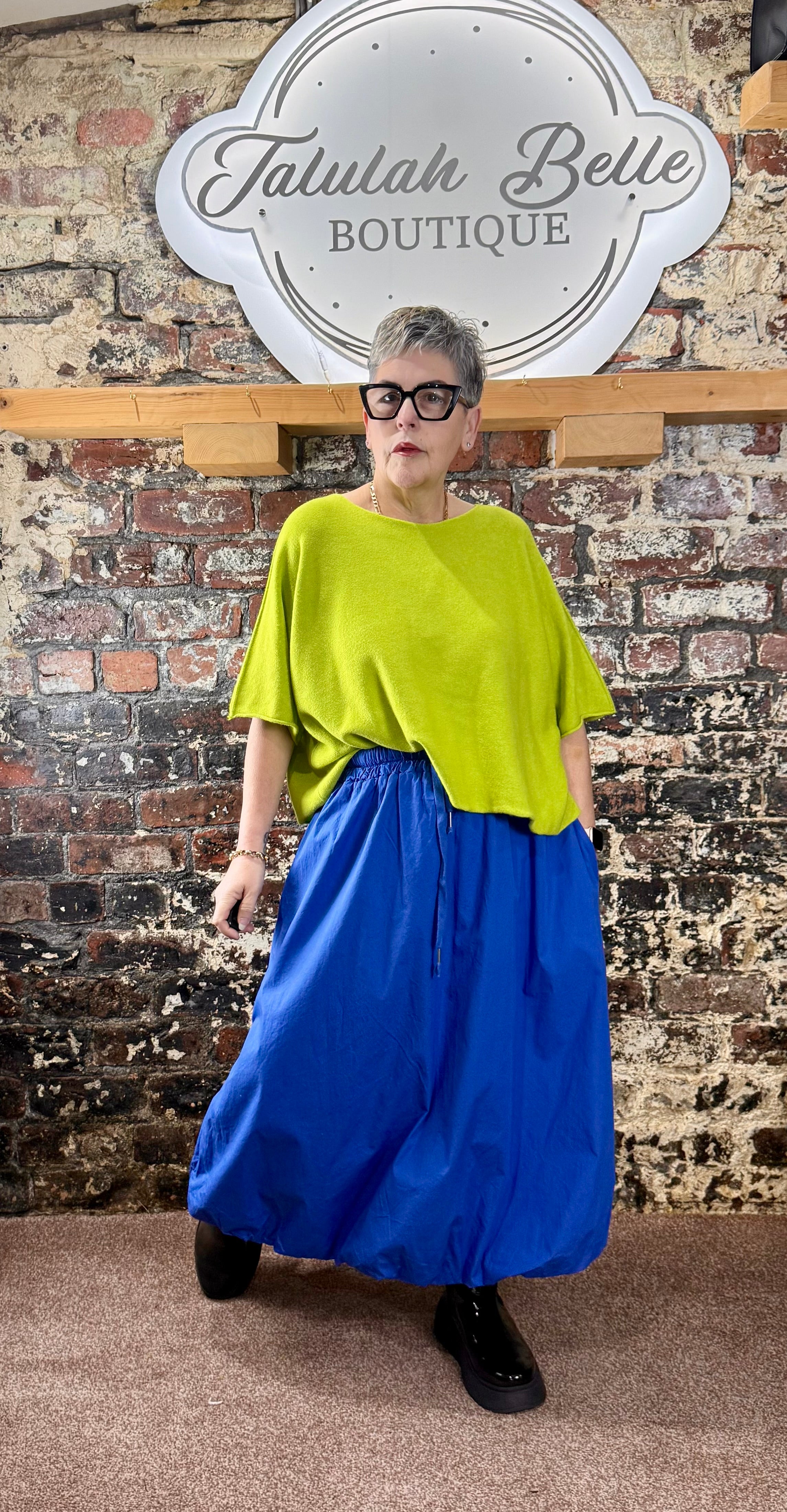 Poplin cotton bubble hem skirt
