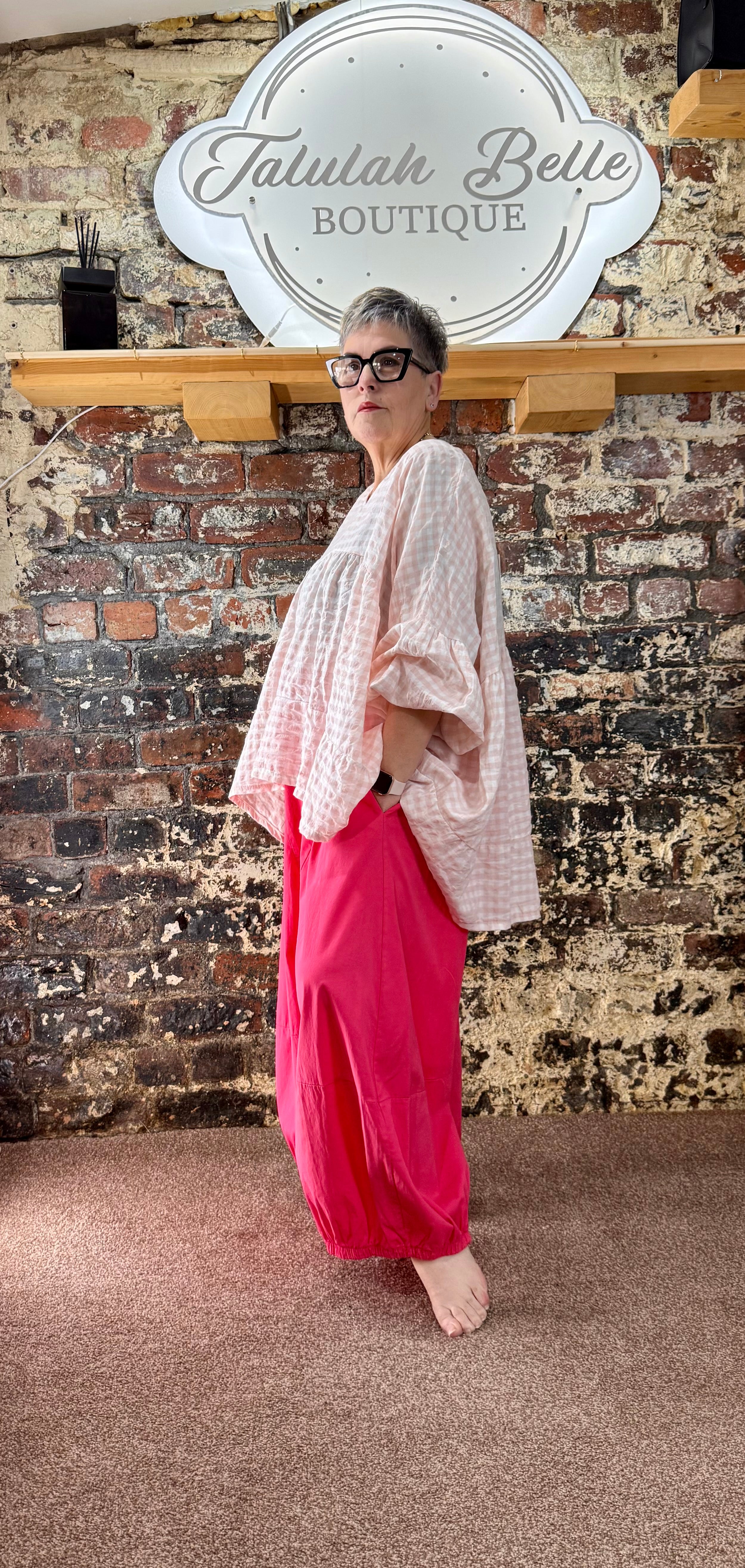 Gingham artist smock
