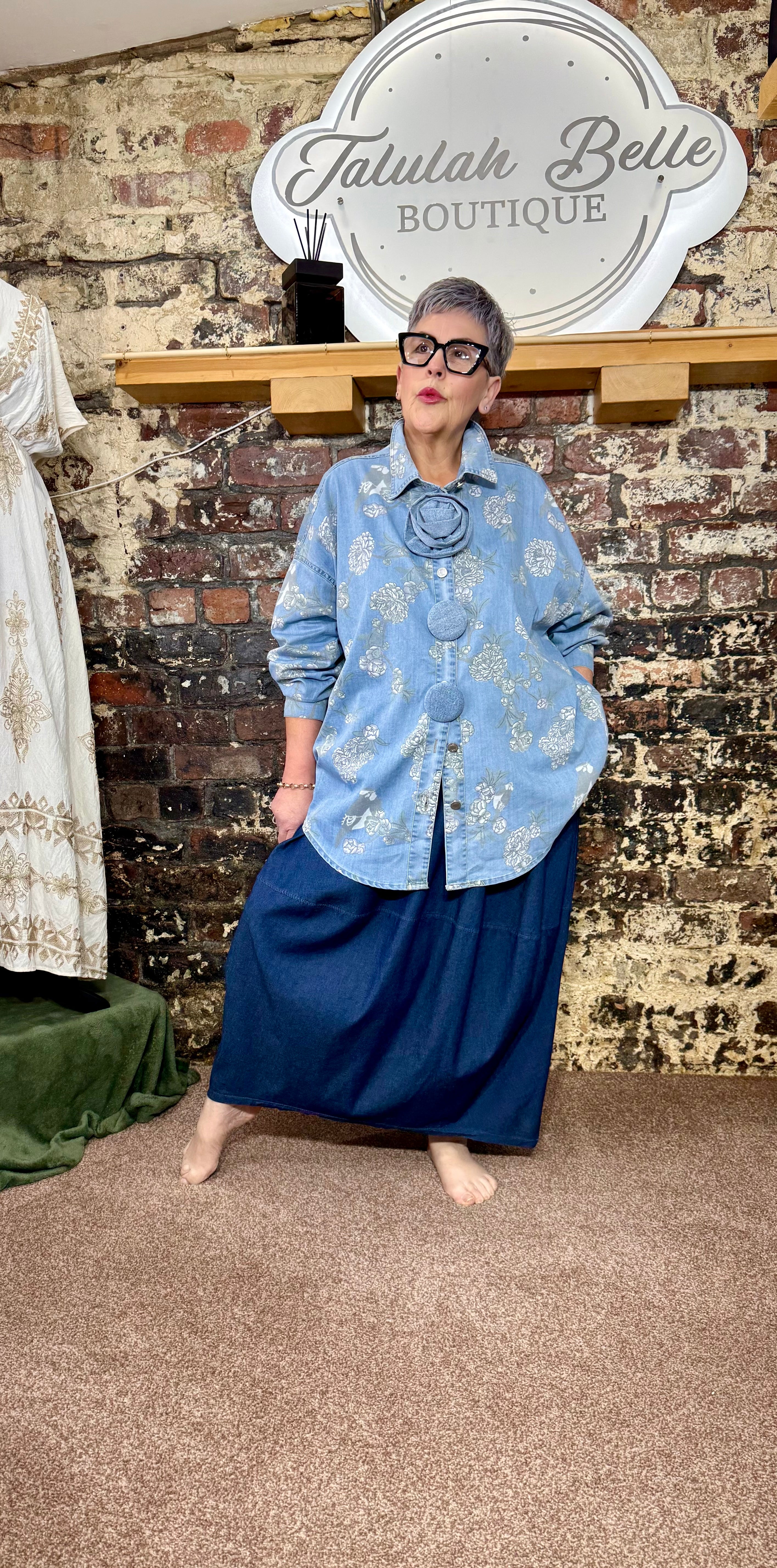 Chambray “denim” cocoon skirt