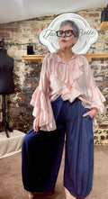 Chambray “denim” balloon leg trousers