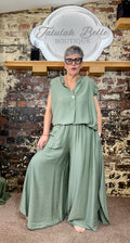 Ruffle sleeve culotte co-ord