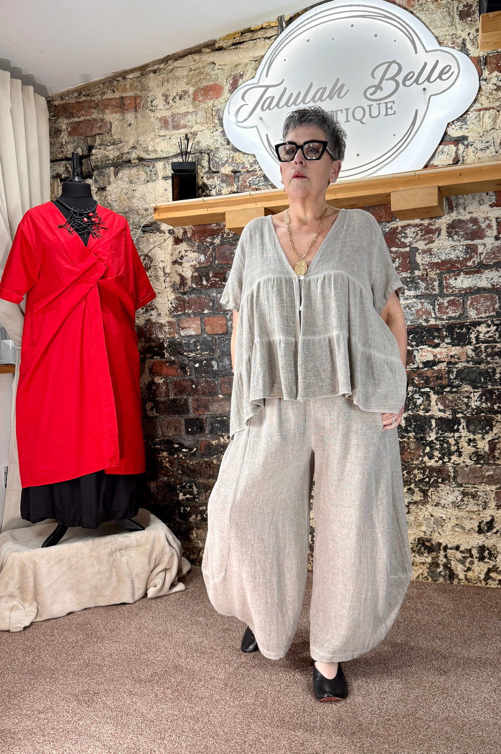 Linen & cotton mix tiered top