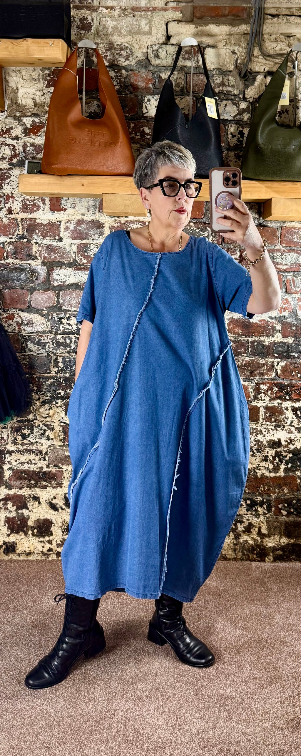 Chambray denim cocoon dress