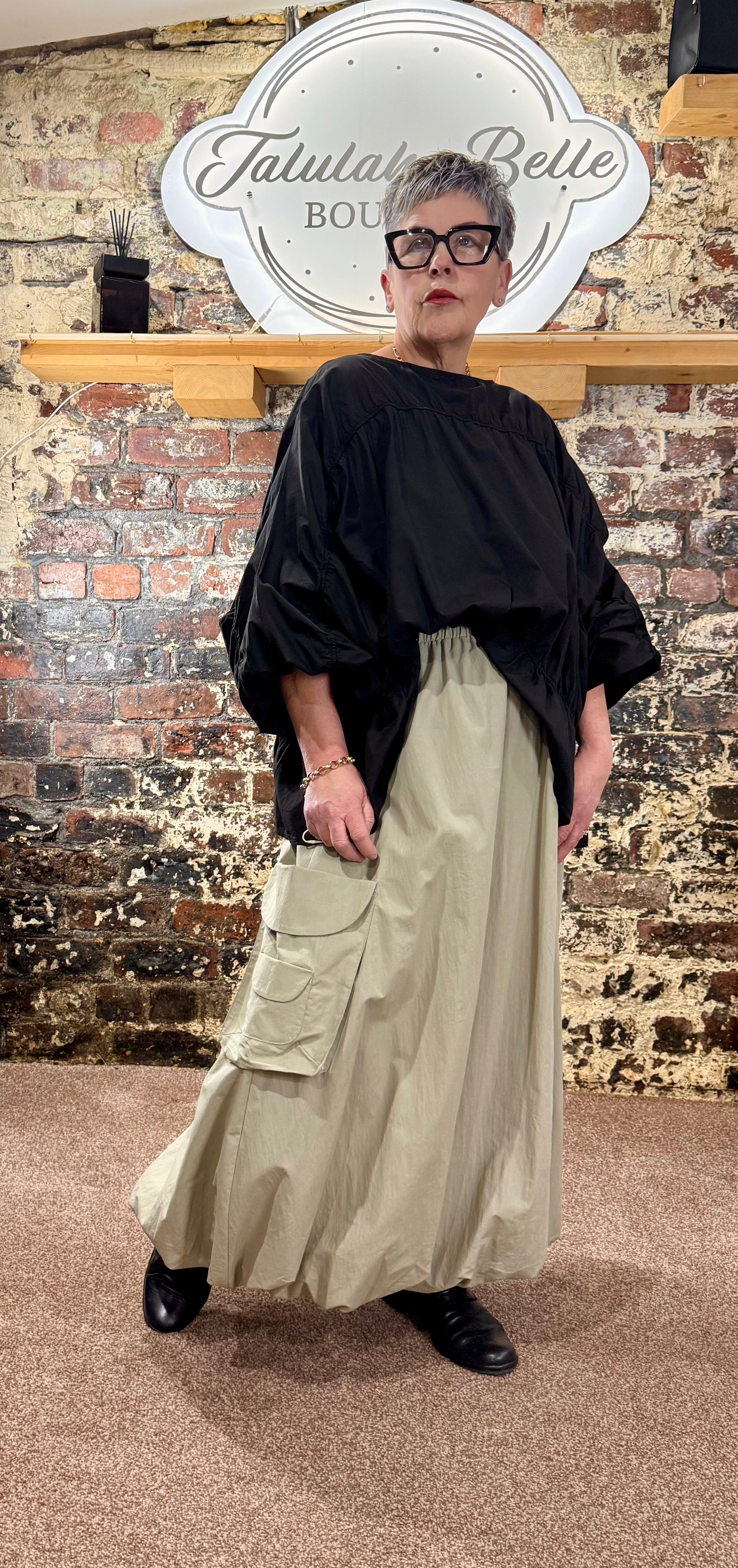 Blouson cotton batwing top