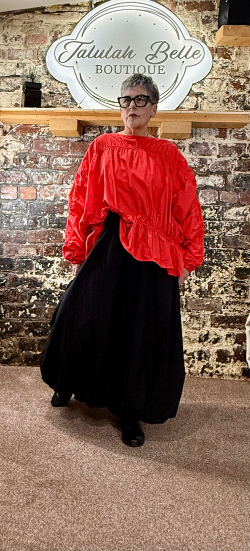 Blouson cotton batwing top