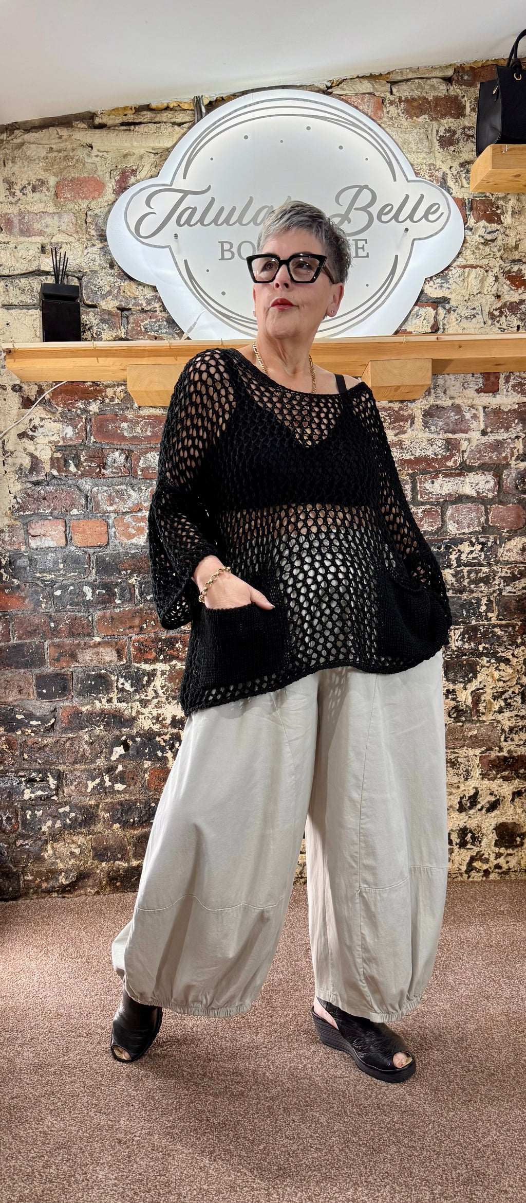 Oversized fisherman’s crochet knit