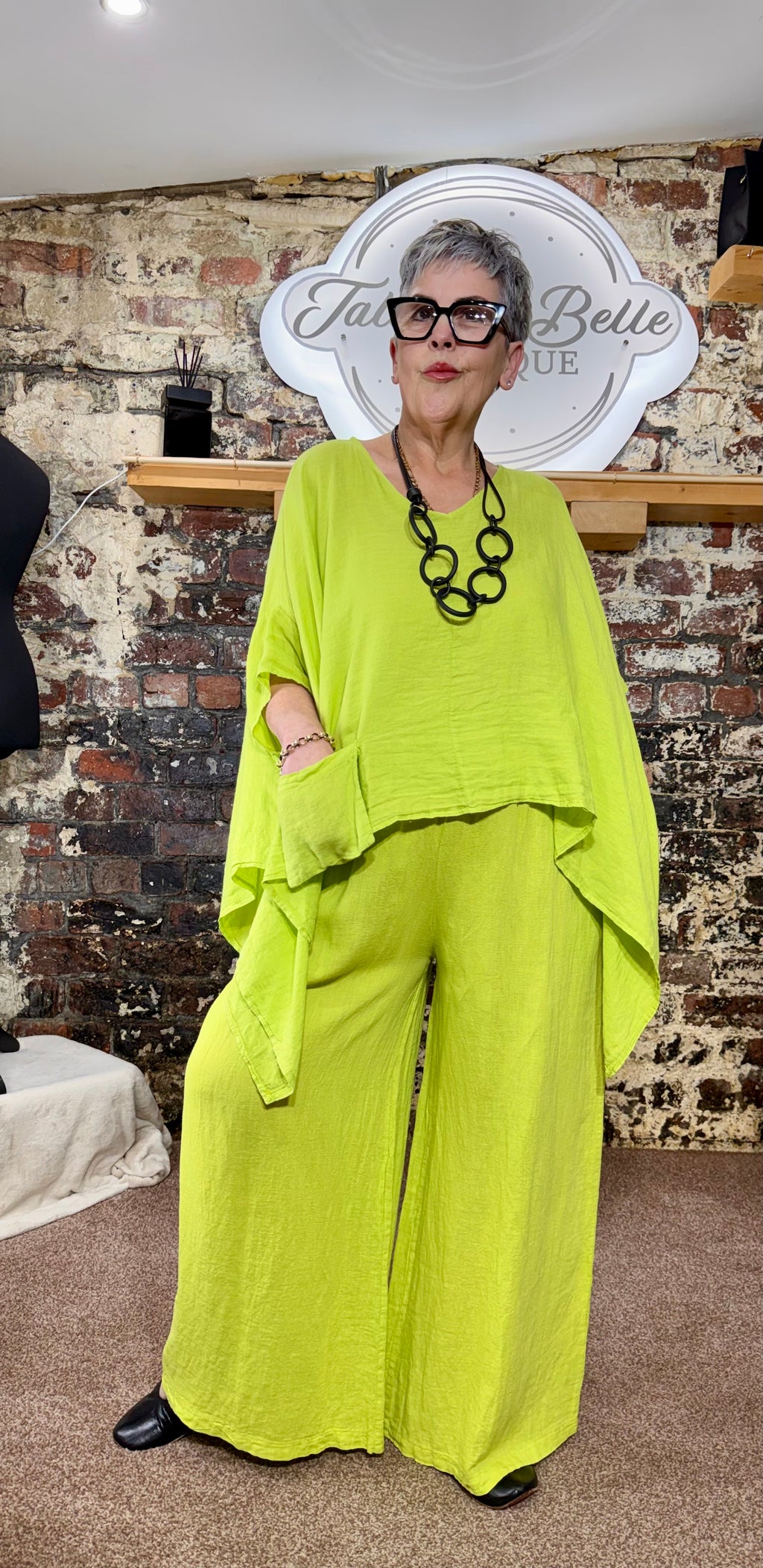 100% linen co-ord in lime