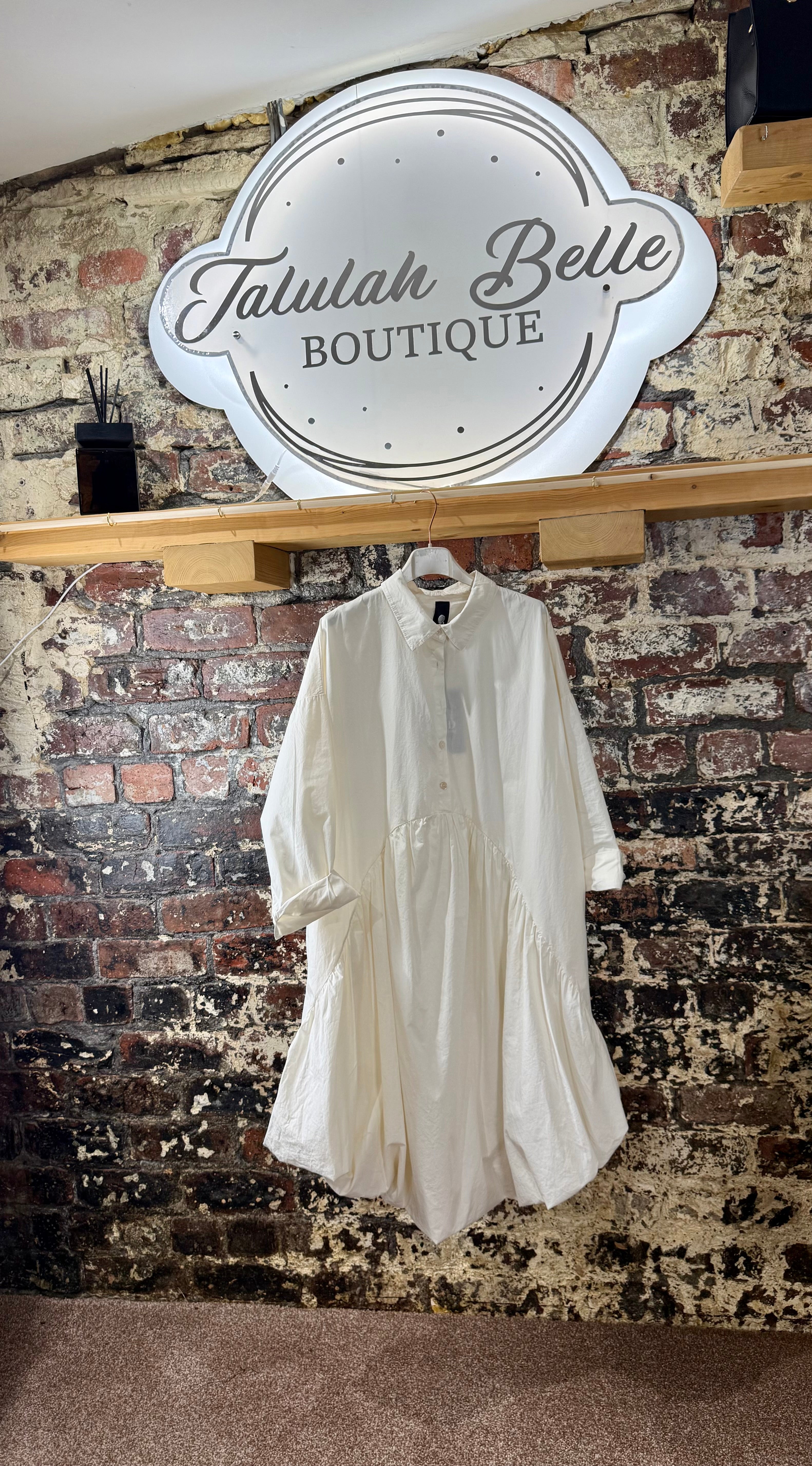 Poplin cotton bubble hem shirt dress