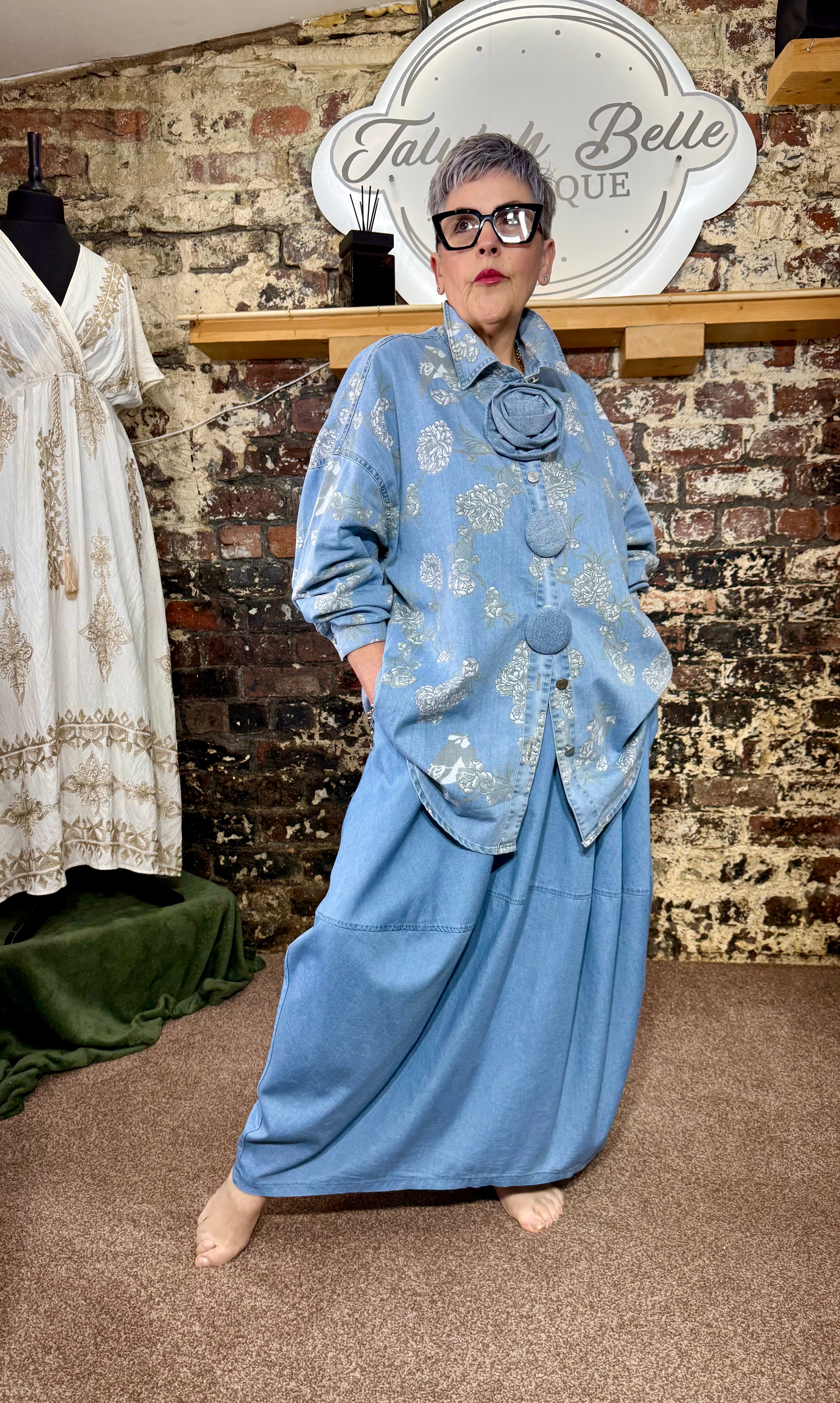 Chambray “denim” cocoon skirt